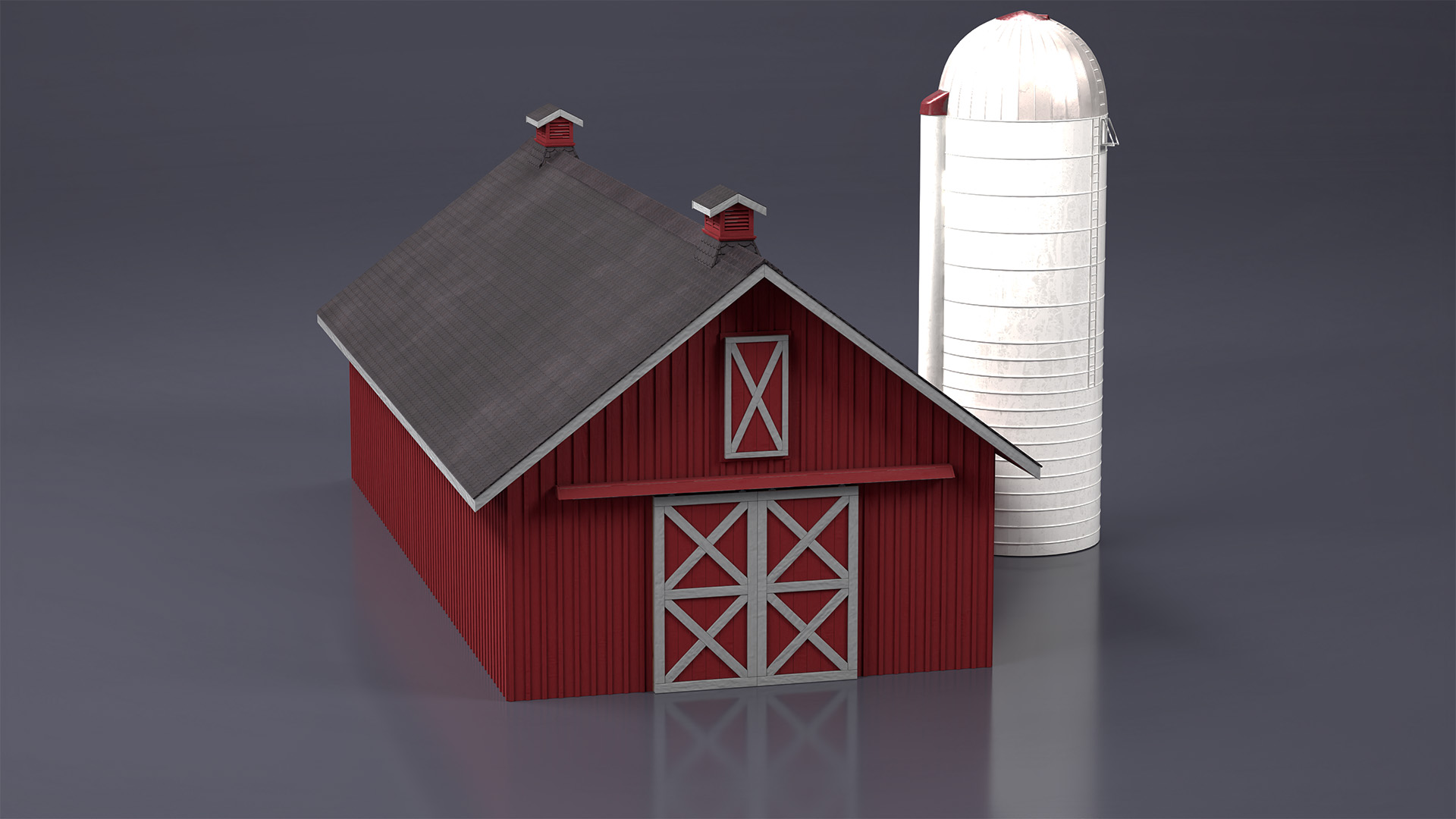 3D Barn Silo Red model