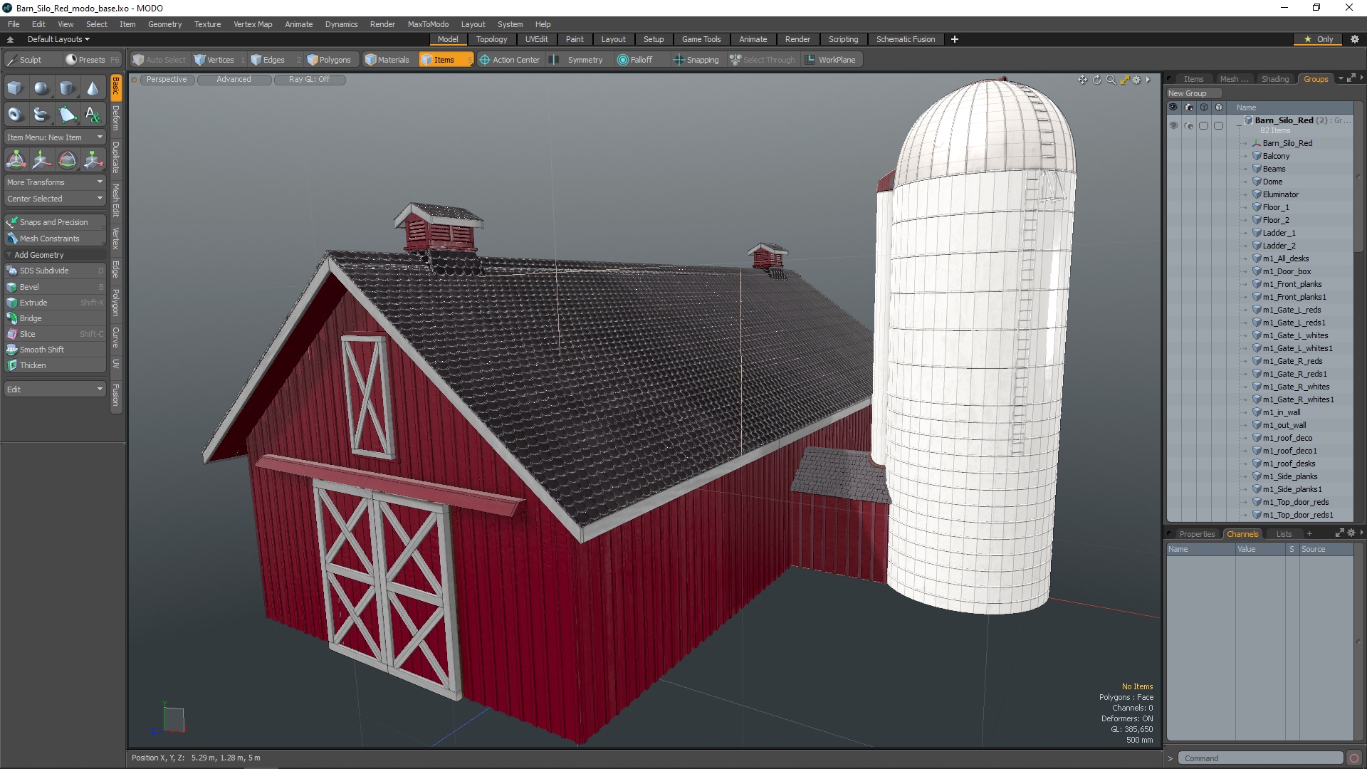 3D Barn Silo Red model