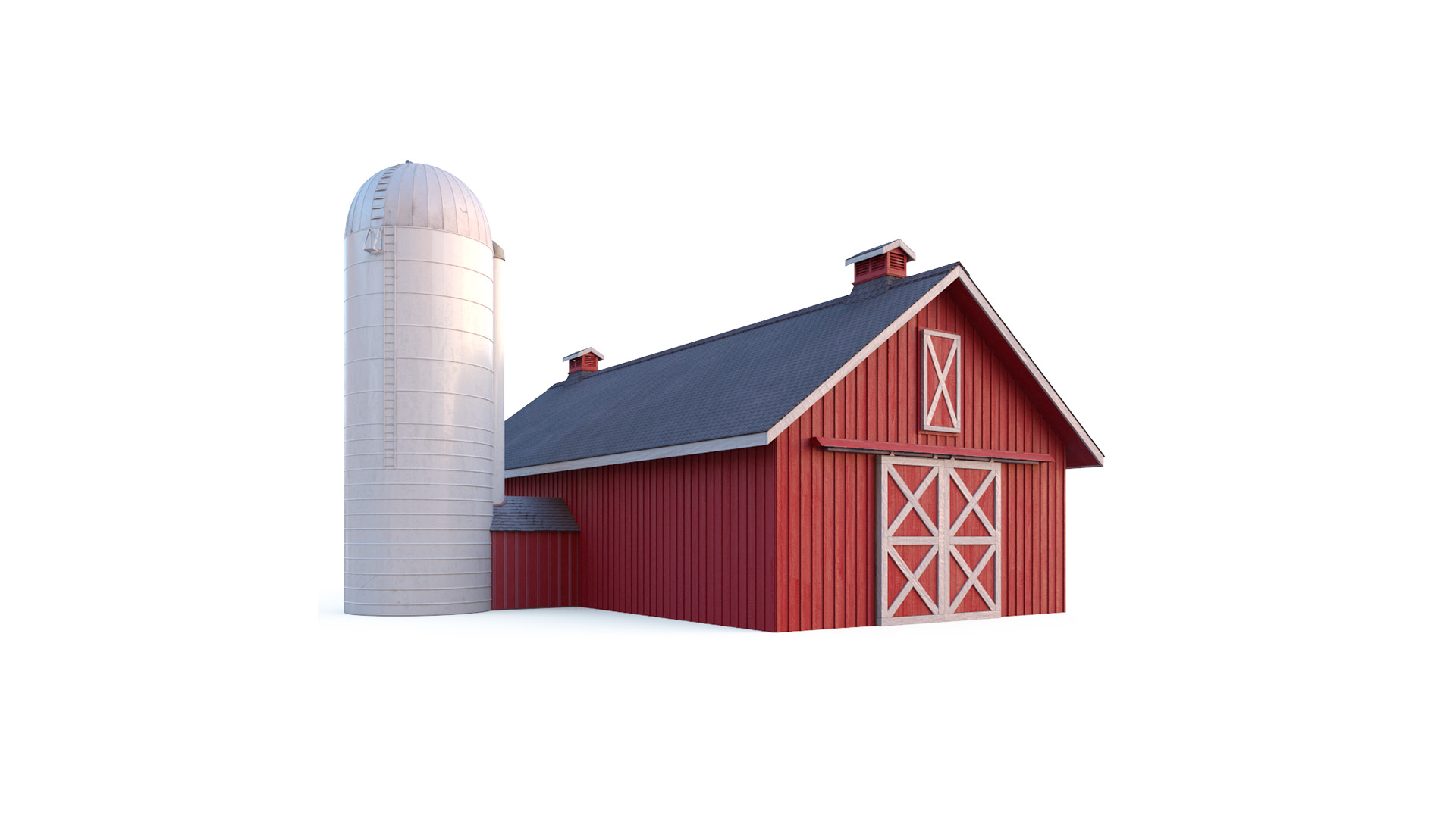 3D Barn Silo Red model