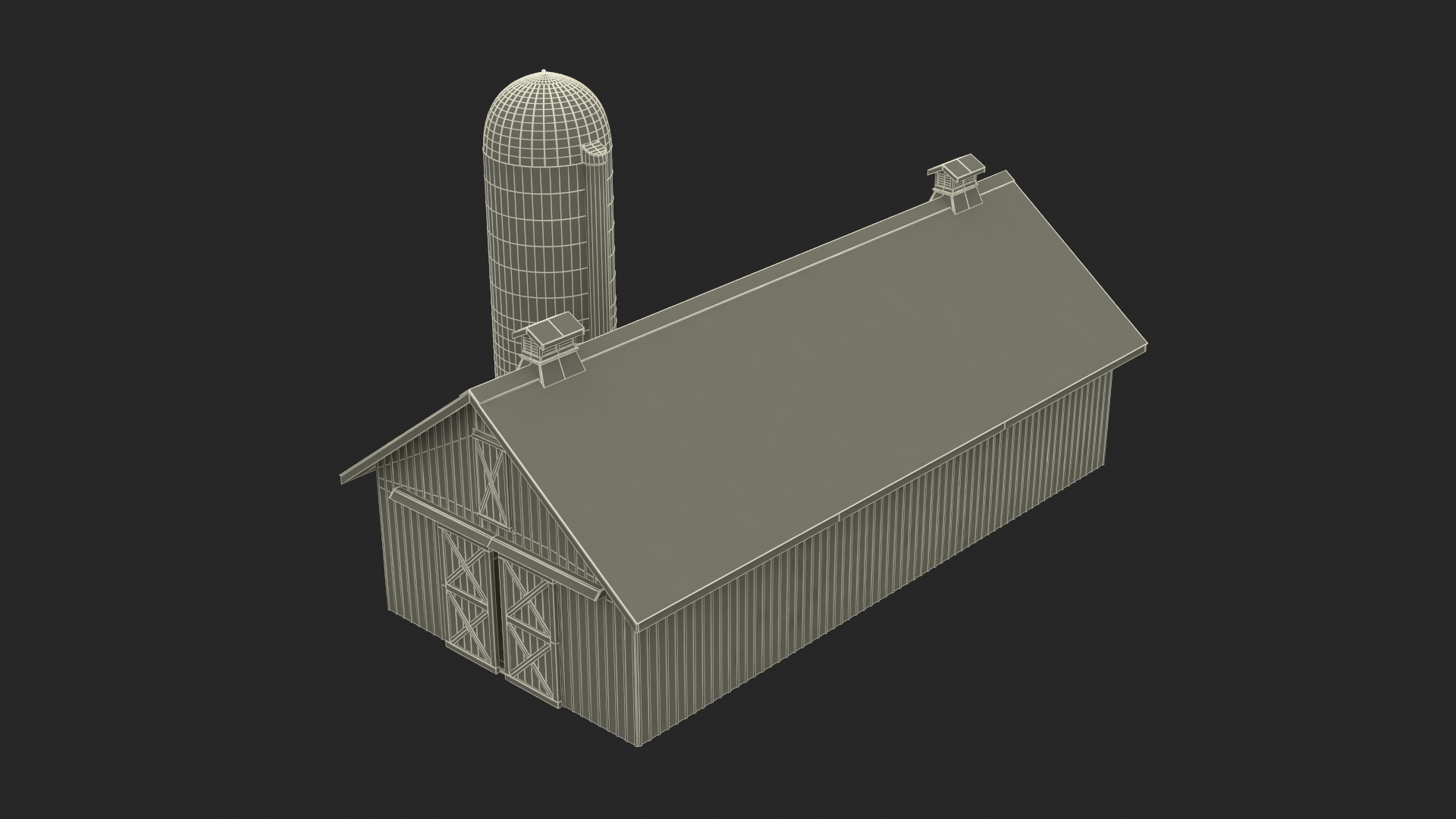 3D Barn Silo Red model