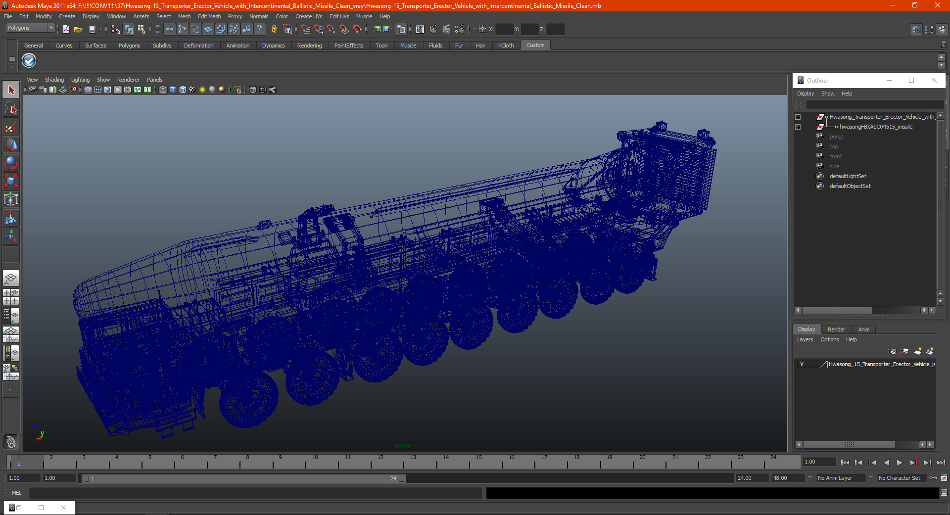 Hwasong-15 Transporter Erector Vehicle with Intercontinental Ballistic Missile Clean 3D model