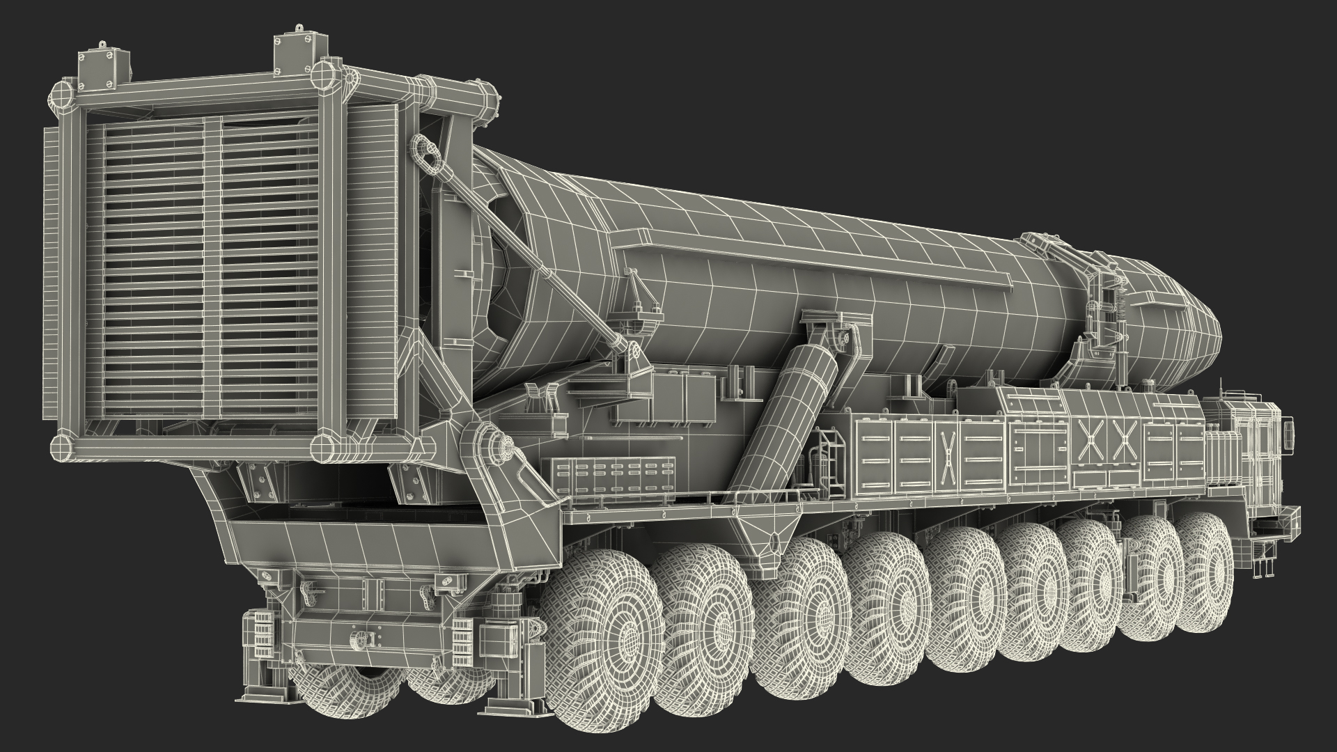Hwasong-15 Transporter Erector Vehicle with Intercontinental Ballistic Missile Clean 3D model