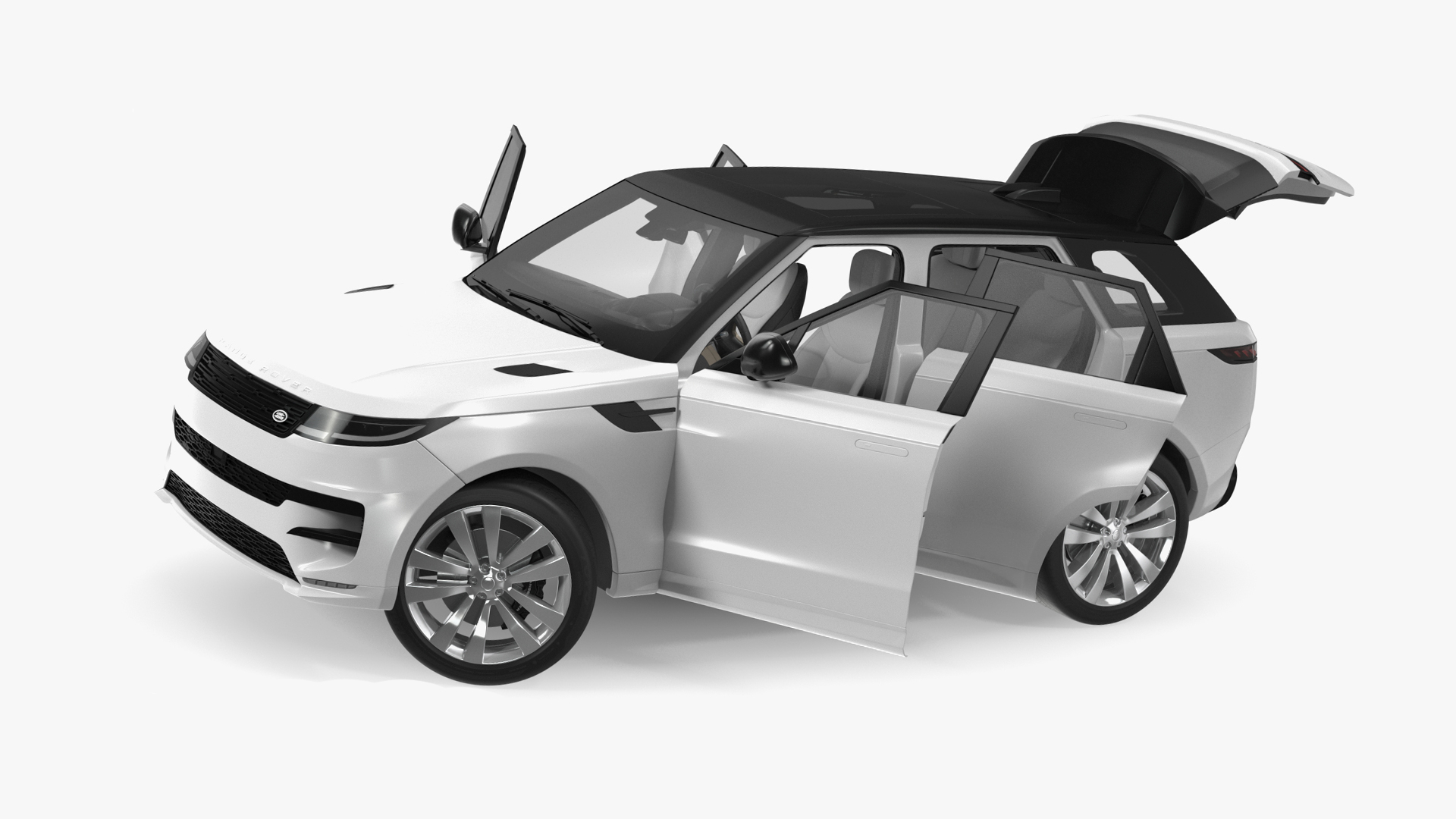 3D Light Grey Range Rover Sport SUV 2023 Rigged for Cinema 4D model
