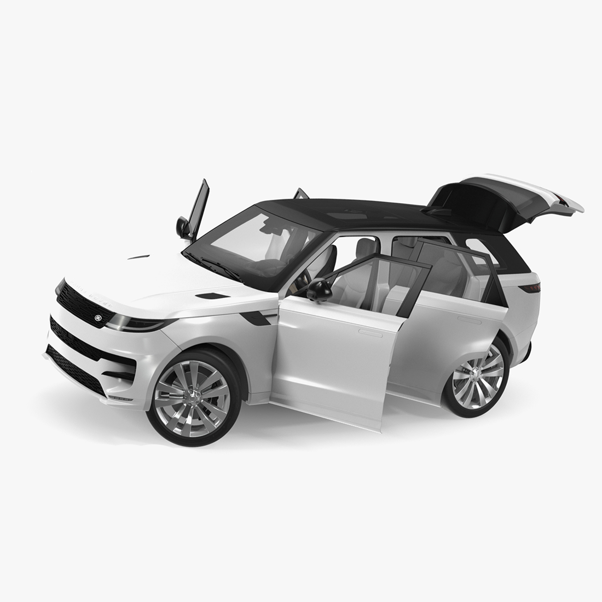 3D Light Grey Range Rover Sport SUV 2023 Rigged for Cinema 4D model