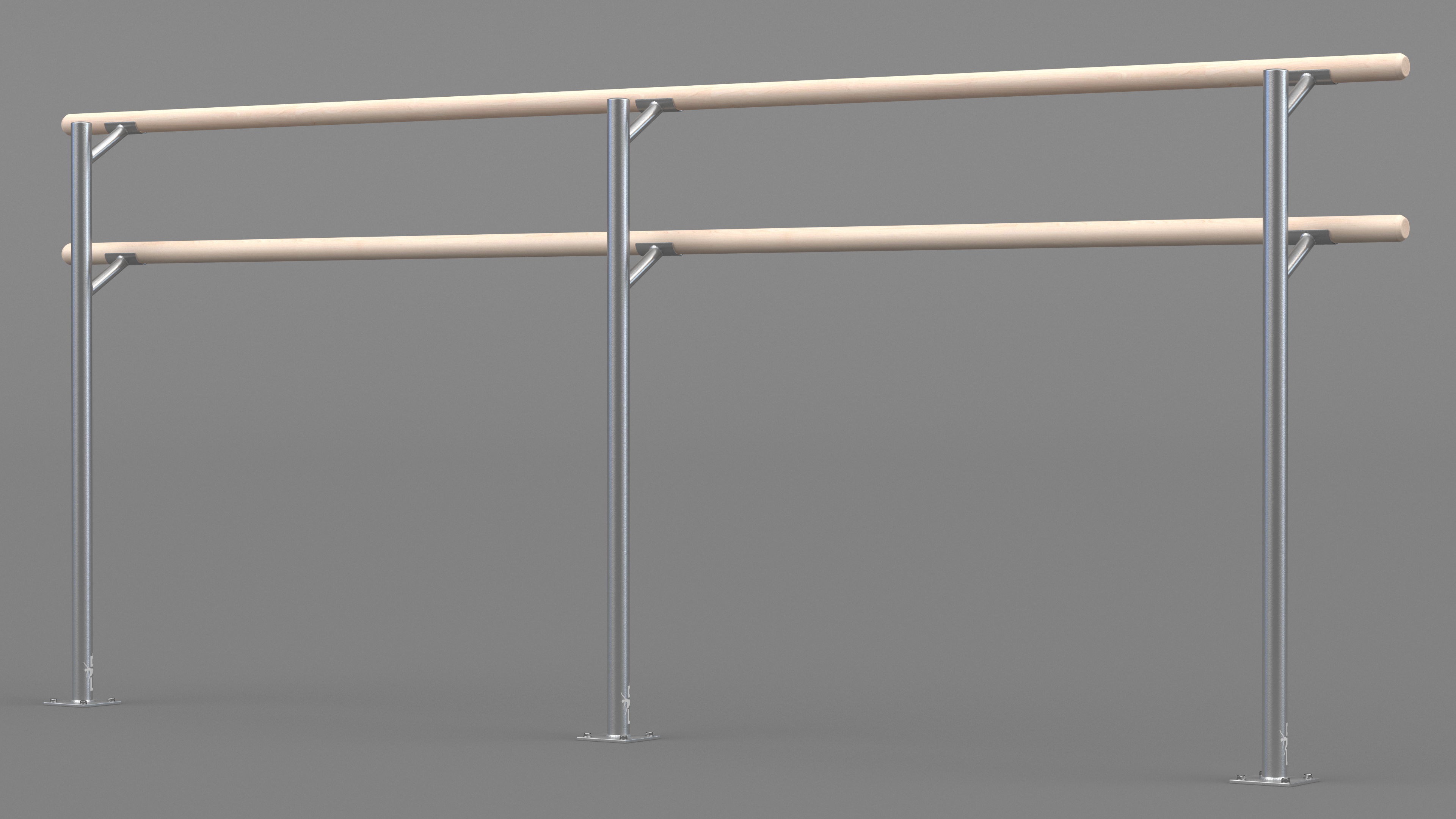 3D Double Ballet Barre Floor Mounted model