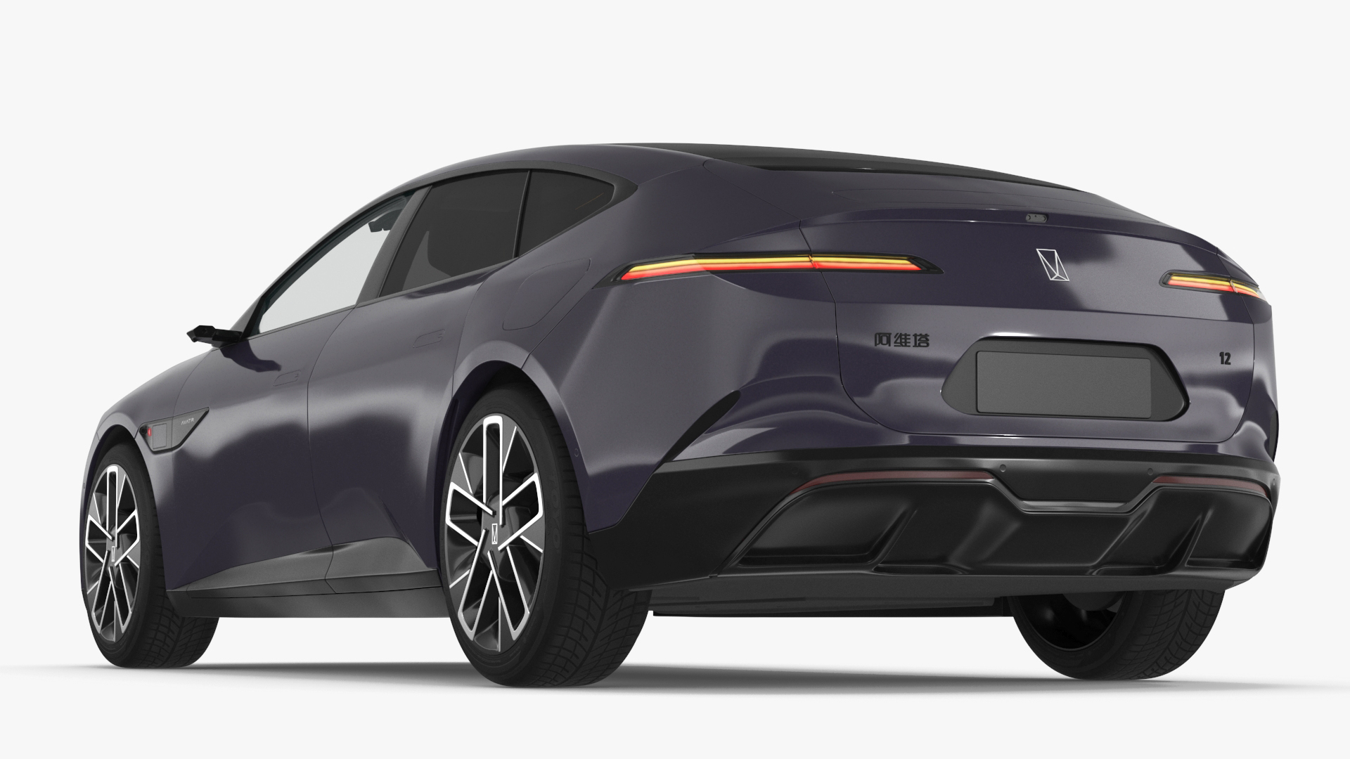 3D Avatr 12 EV Purple Color with Headlights On model