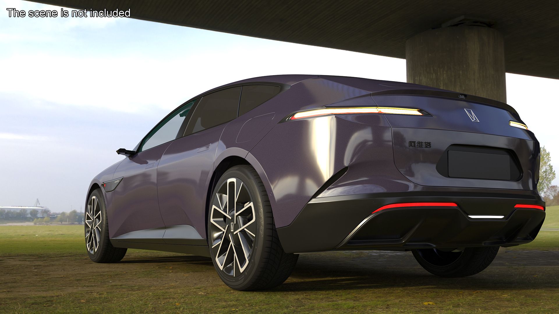 3D Avatr 12 EV Purple Color with Headlights On model