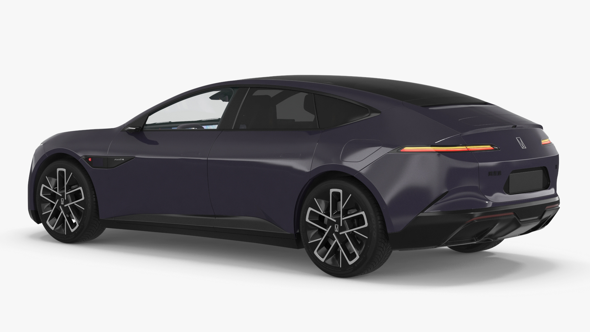 3D Avatr 12 EV Purple Color with Headlights On model