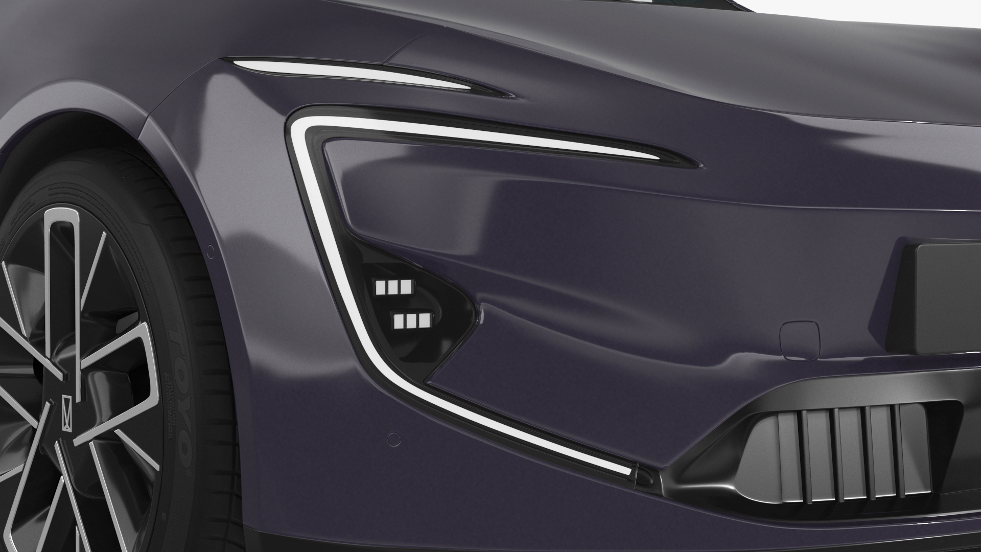 3D Avatr 12 EV Purple Color with Headlights On model