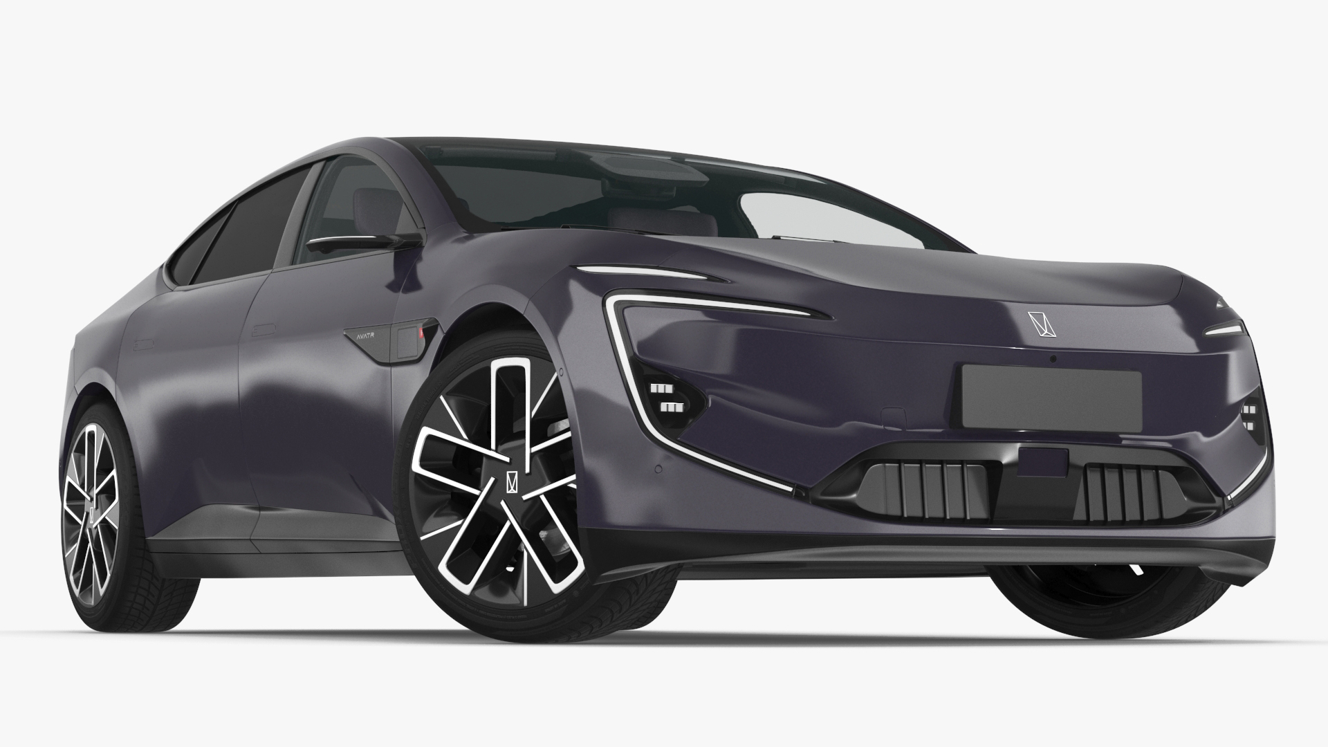 3D Avatr 12 EV Purple Color with Headlights On model