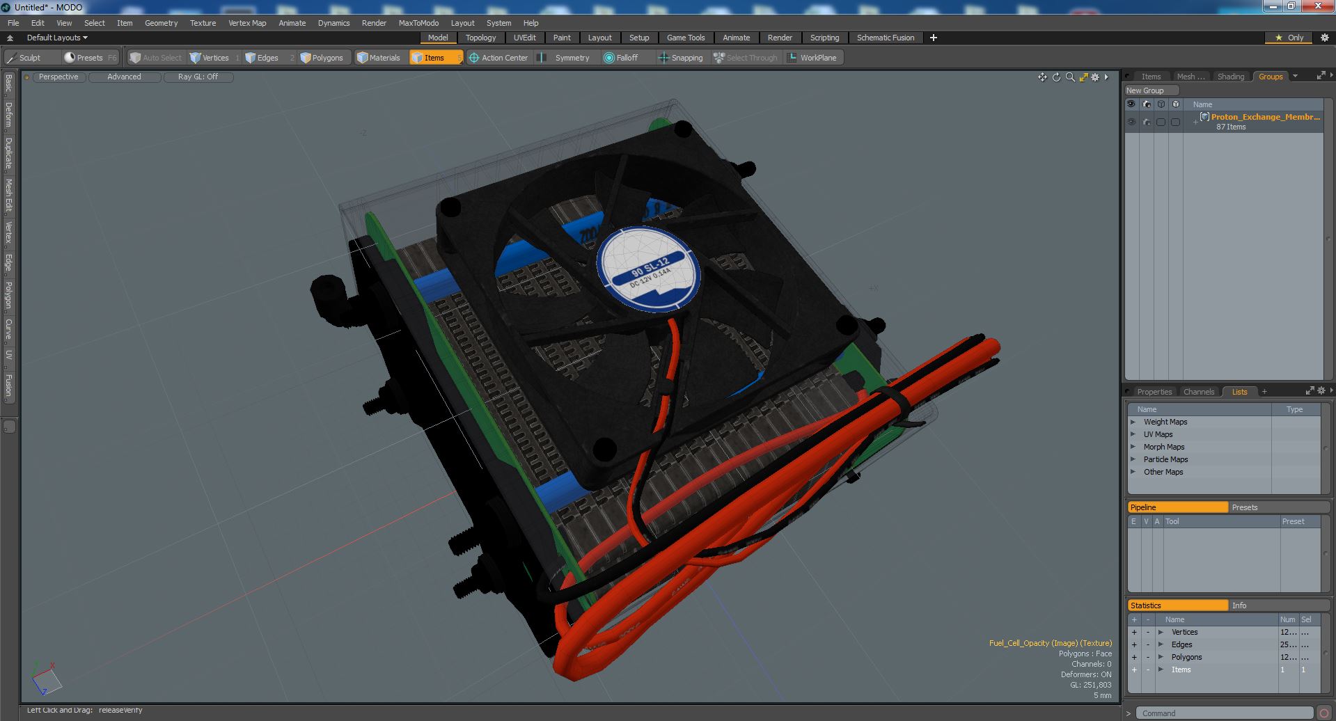 3D model Proton Exchange Membrane Fuel Cell Stack