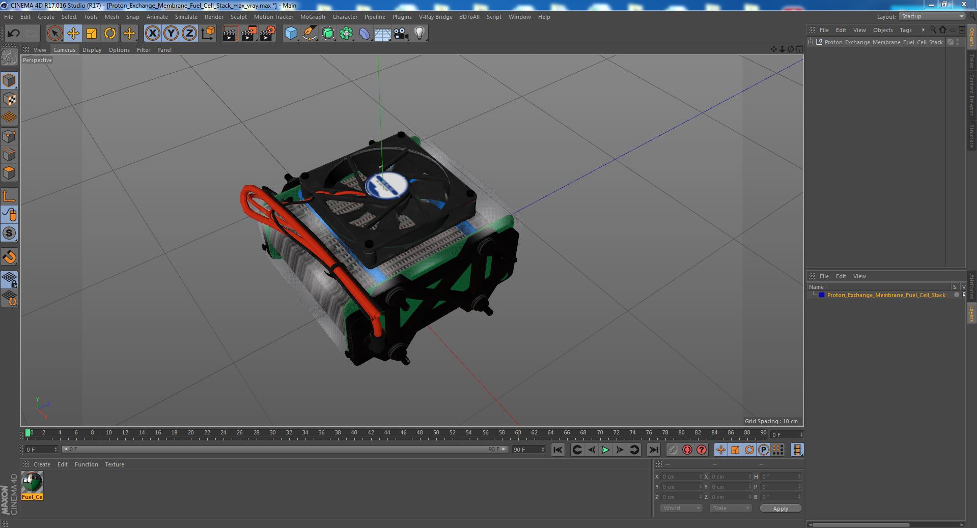 3D model Proton Exchange Membrane Fuel Cell Stack