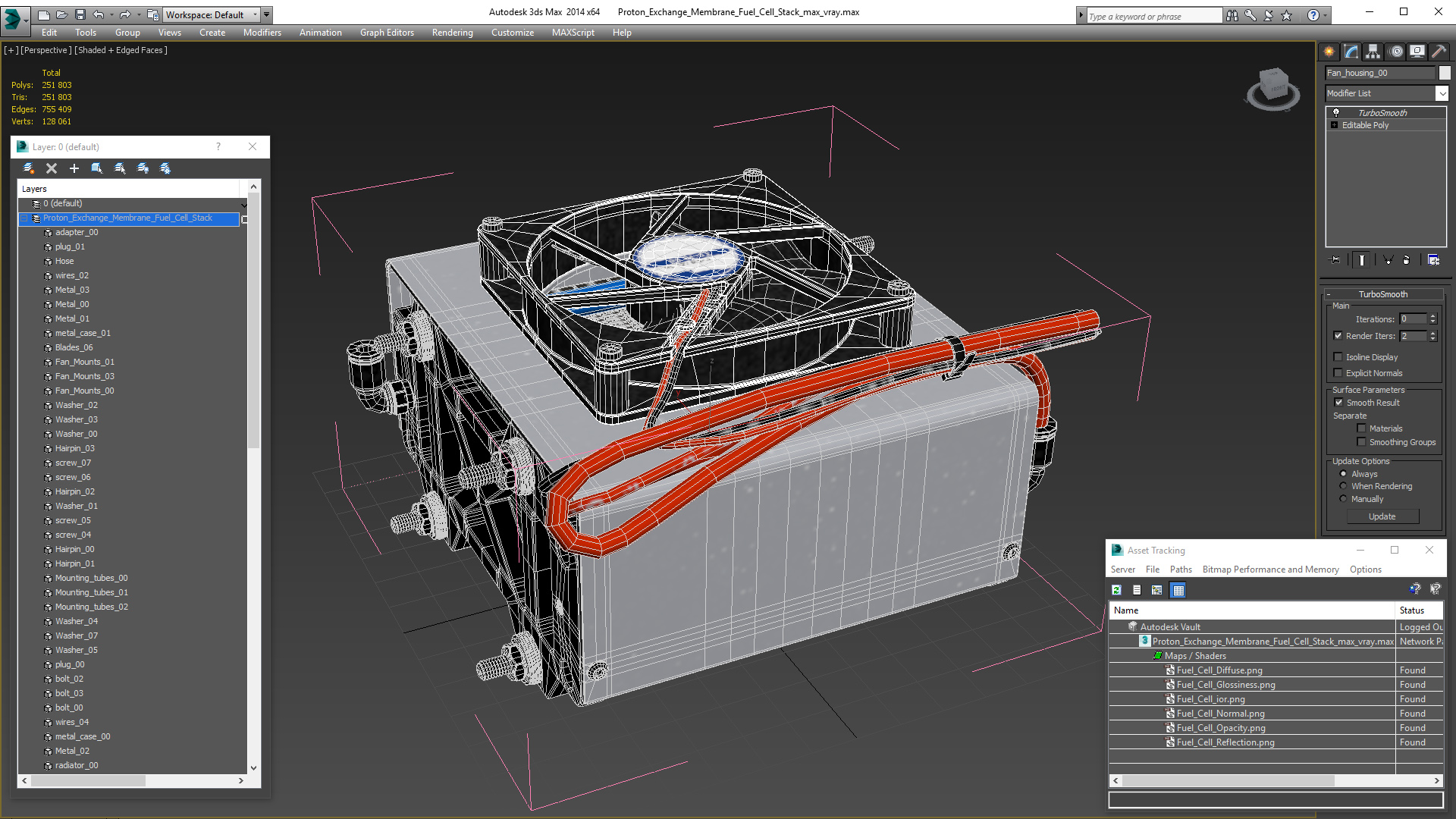 3D model Proton Exchange Membrane Fuel Cell Stack