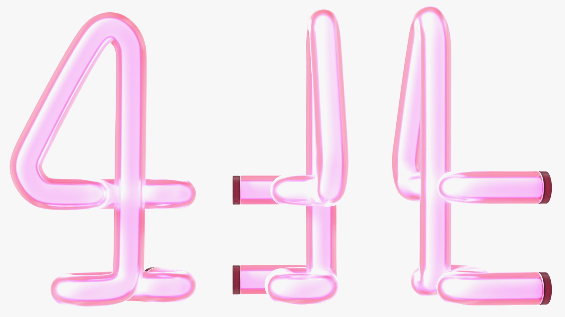 3D Glowing Neon Tube Light Digit 4