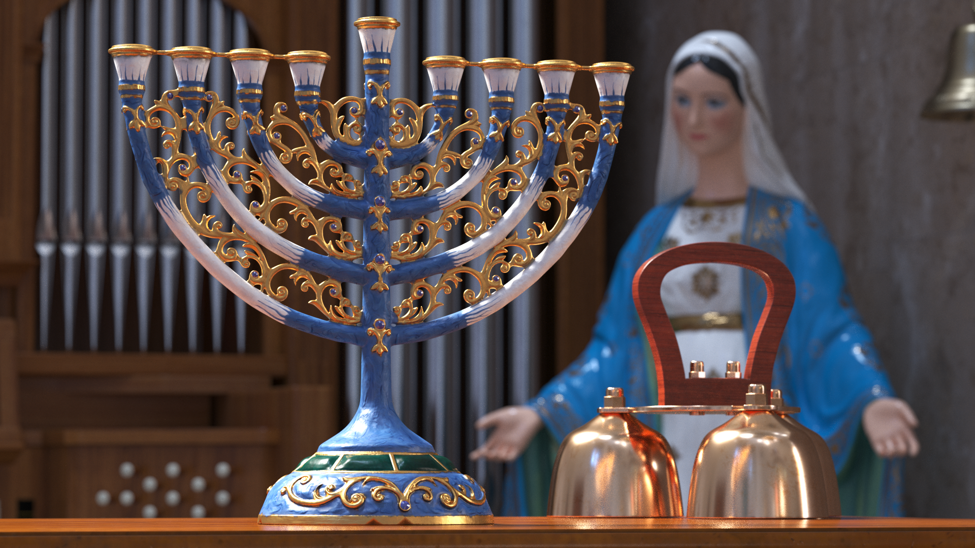 Handmade Hanukkah Candlestick, view 2