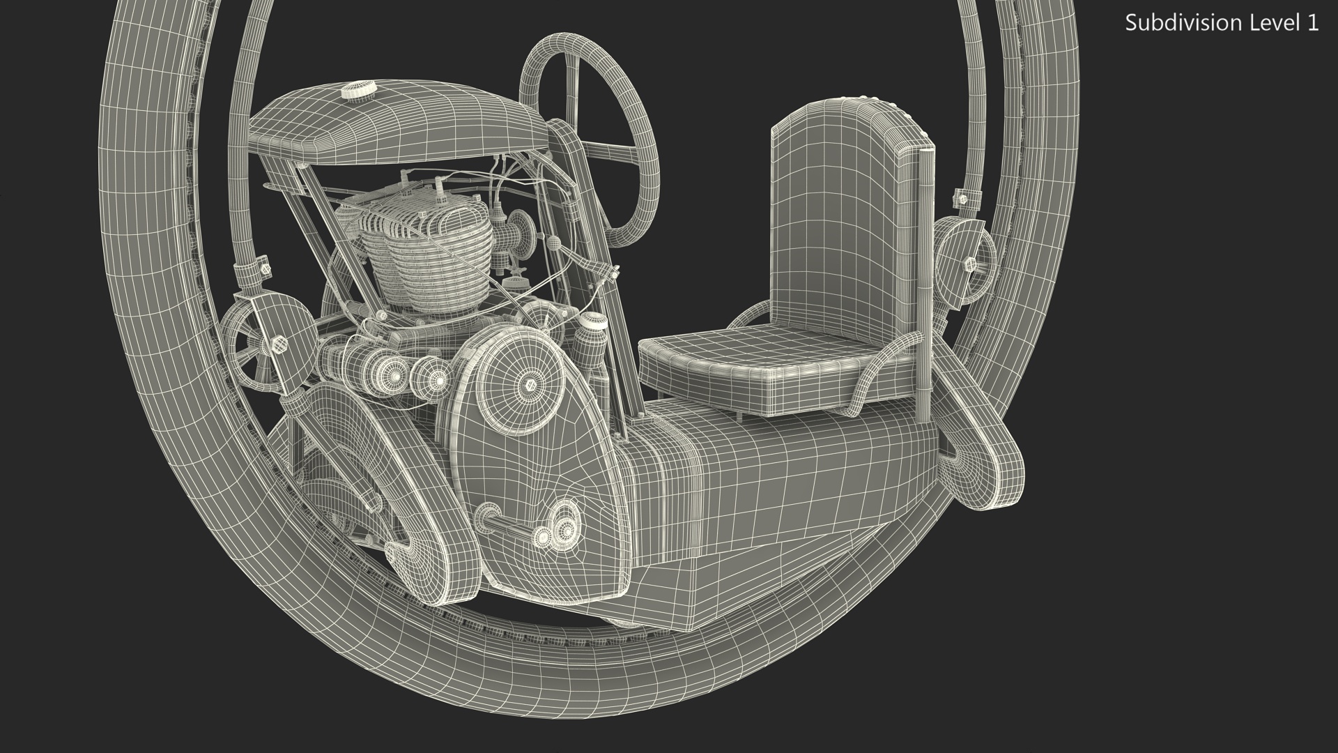3D Classic Motorized Monowheel Red Rigged model