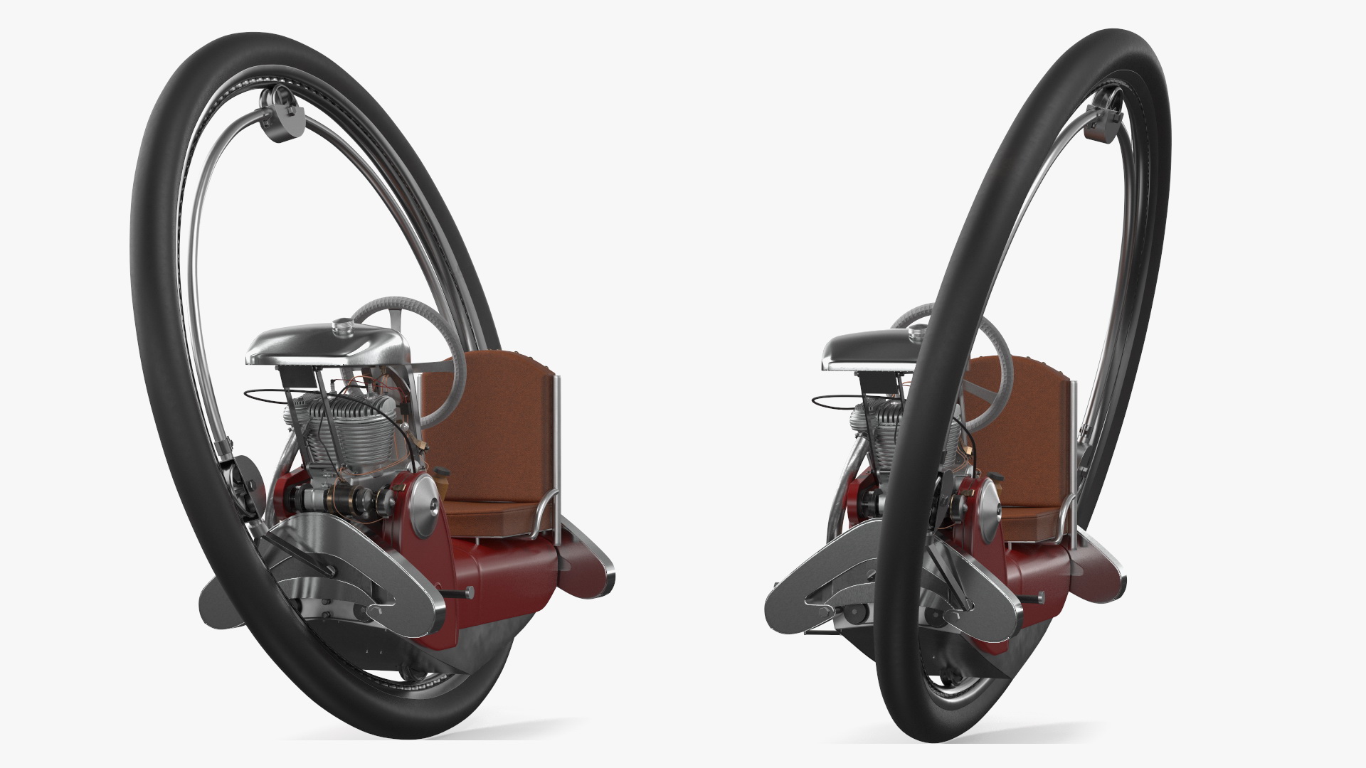 3D Classic Motorized Monowheel Red Rigged model