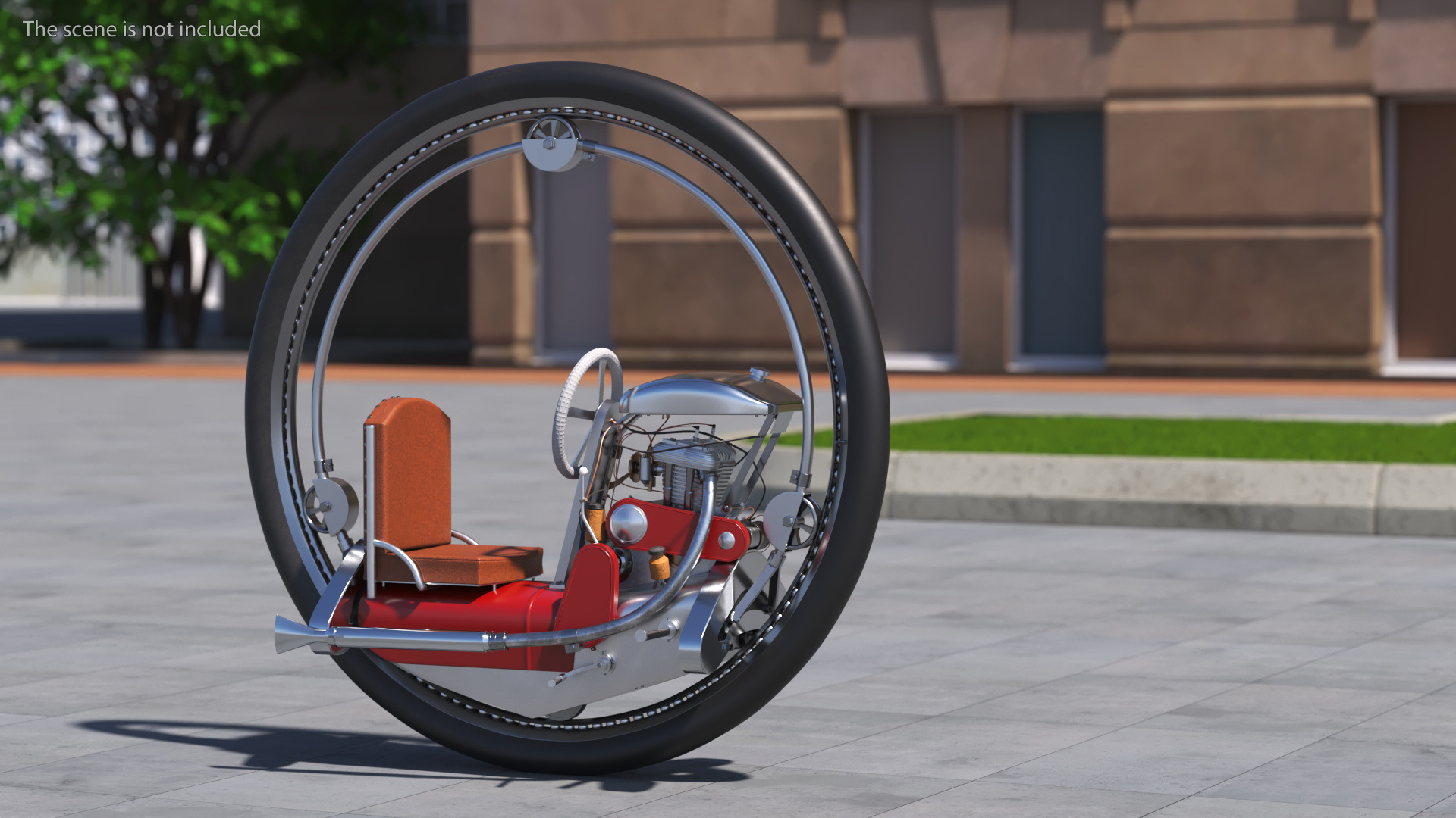 3D Classic Motorized Monowheel Red Rigged model
