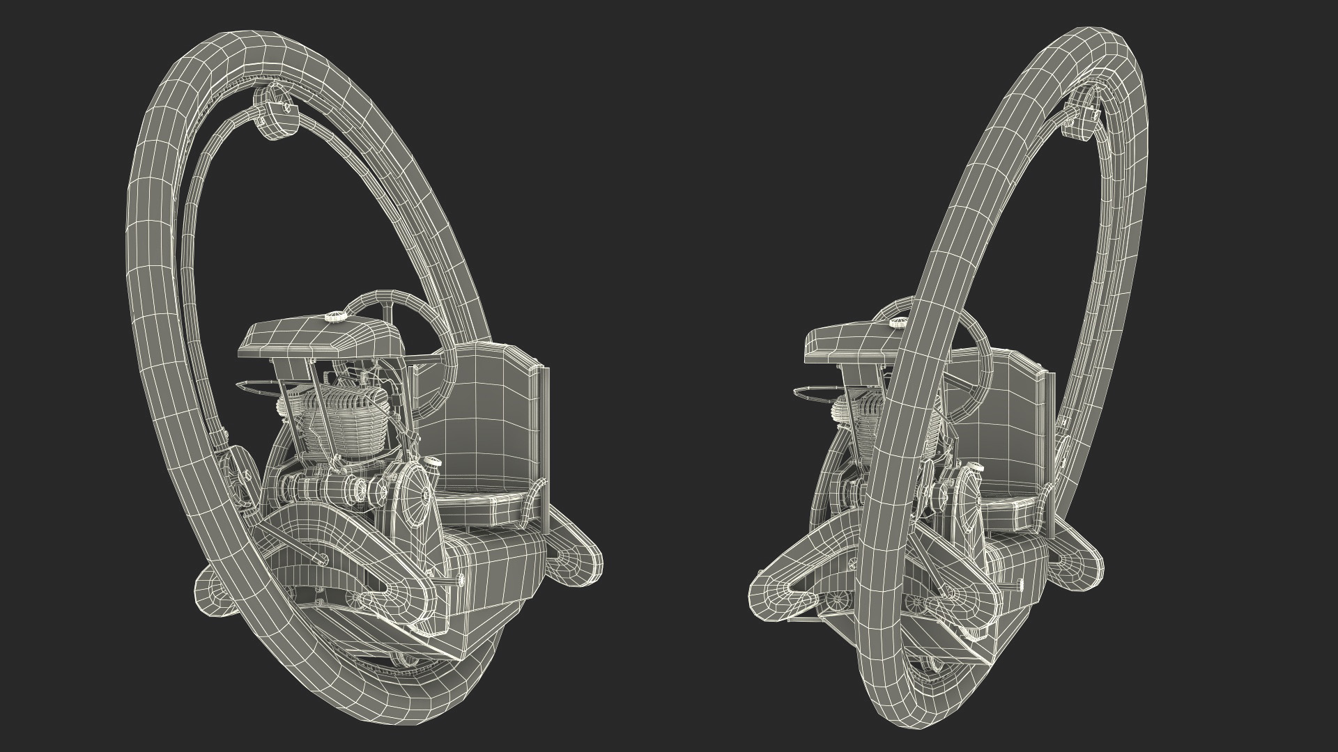 3D Classic Motorized Monowheel Red Rigged model