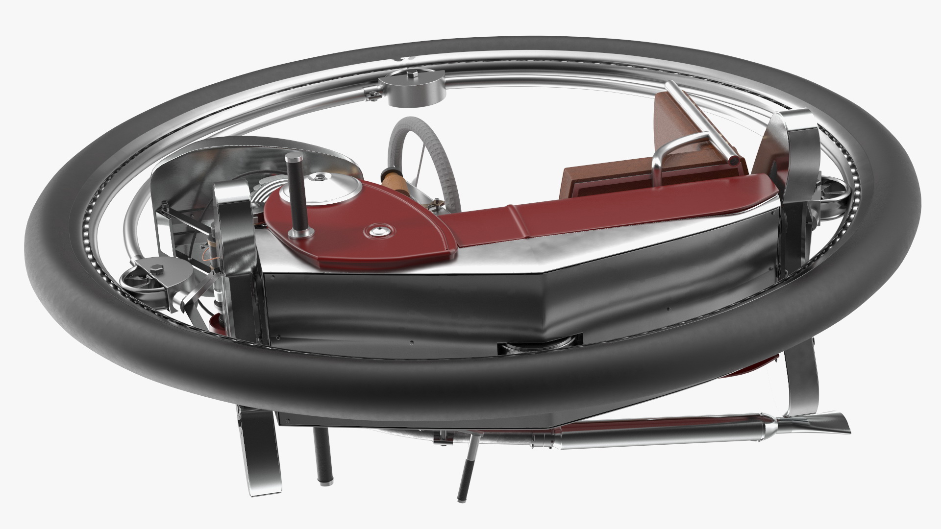 3D Classic Motorized Monowheel Red Rigged model
