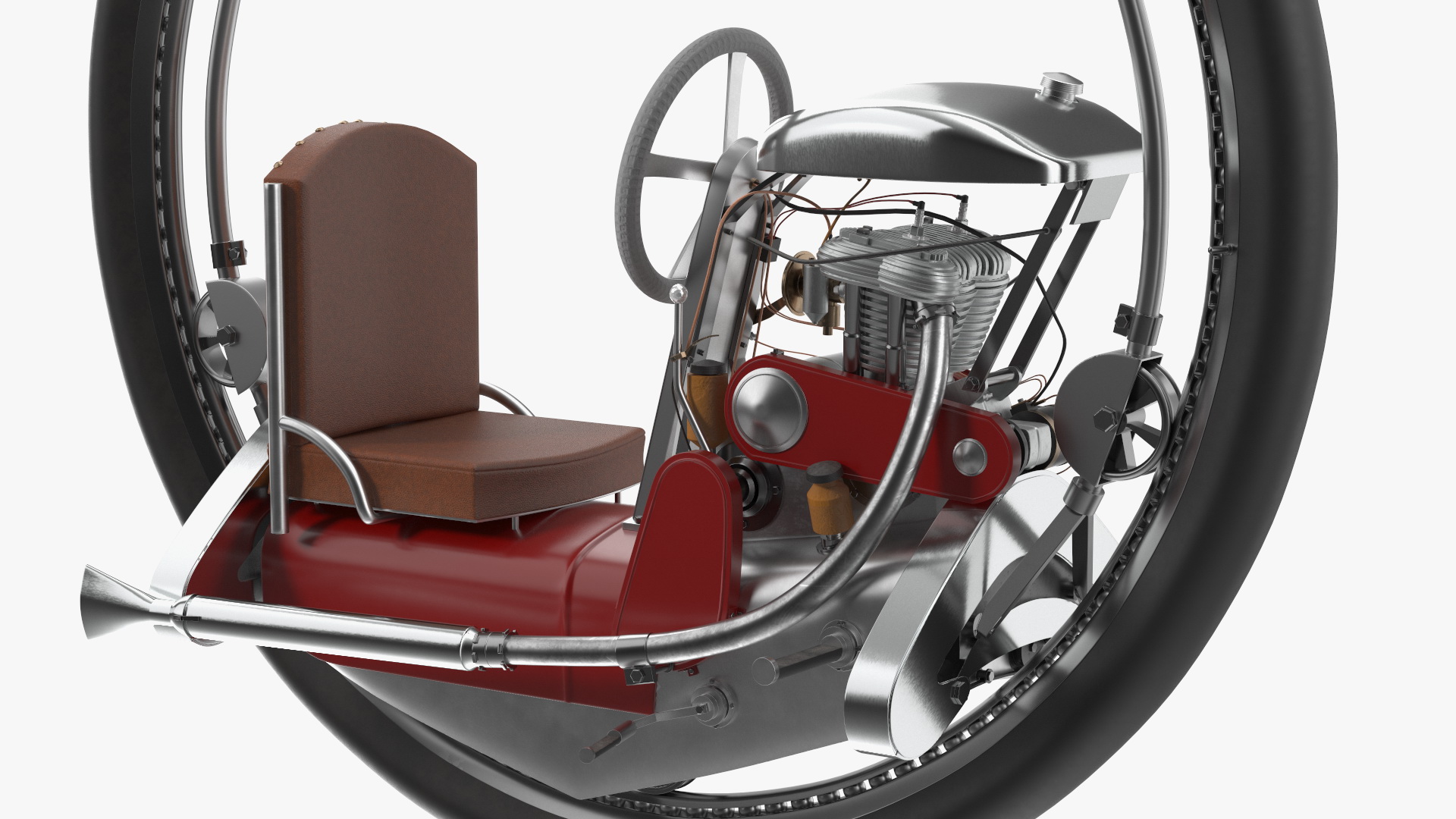 3D Classic Motorized Monowheel Red Rigged model