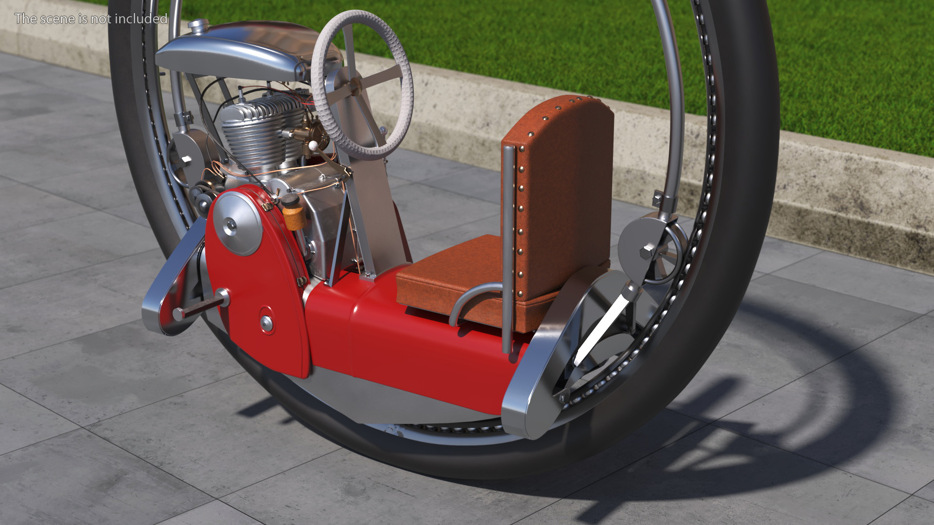 3D Classic Motorized Monowheel Red Rigged model