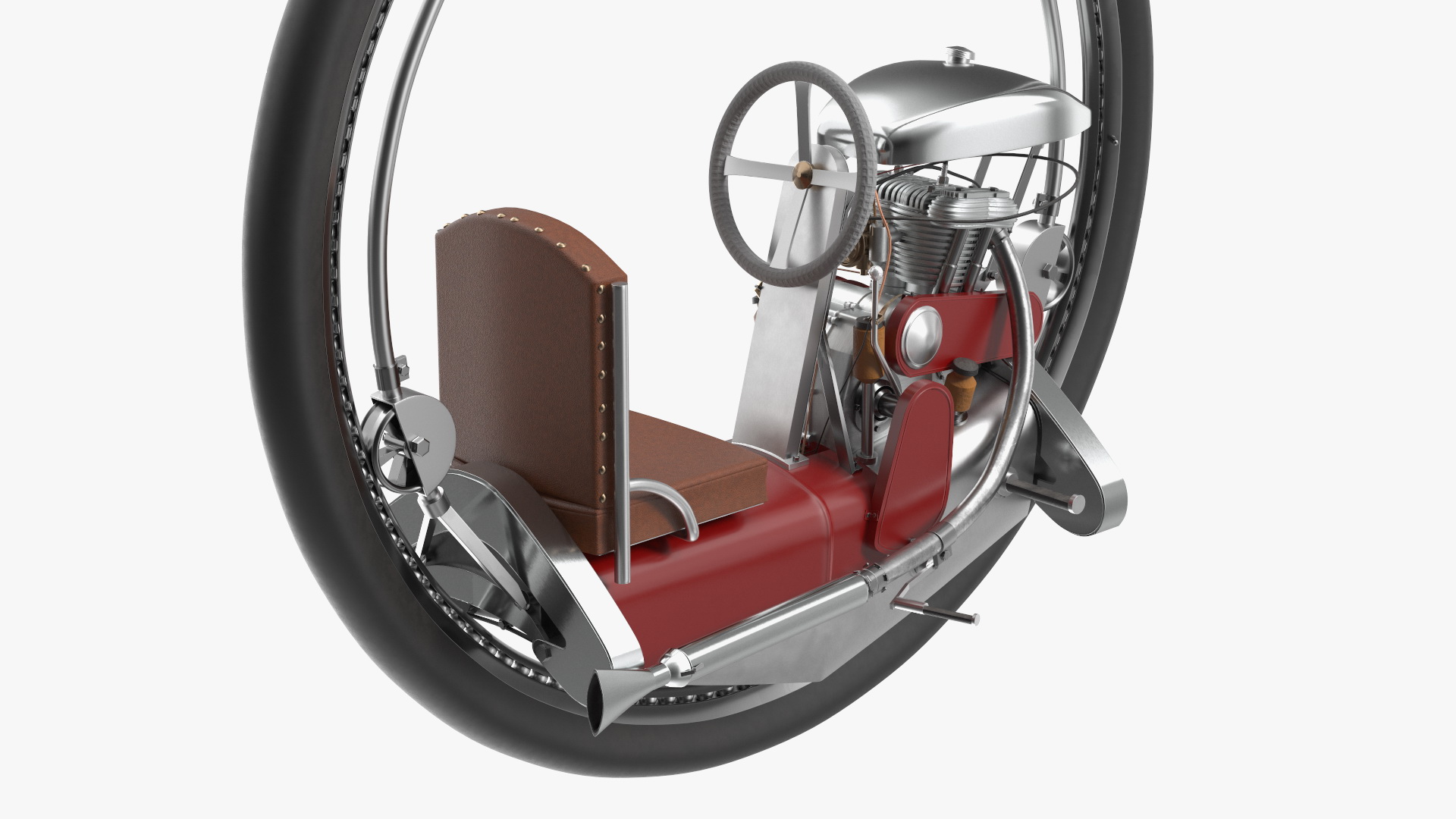 3D Classic Motorized Monowheel Red Rigged model