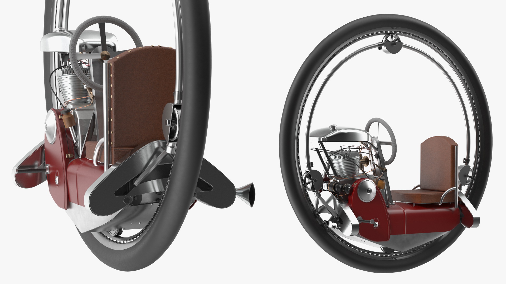 3D Classic Motorized Monowheel Red Rigged model