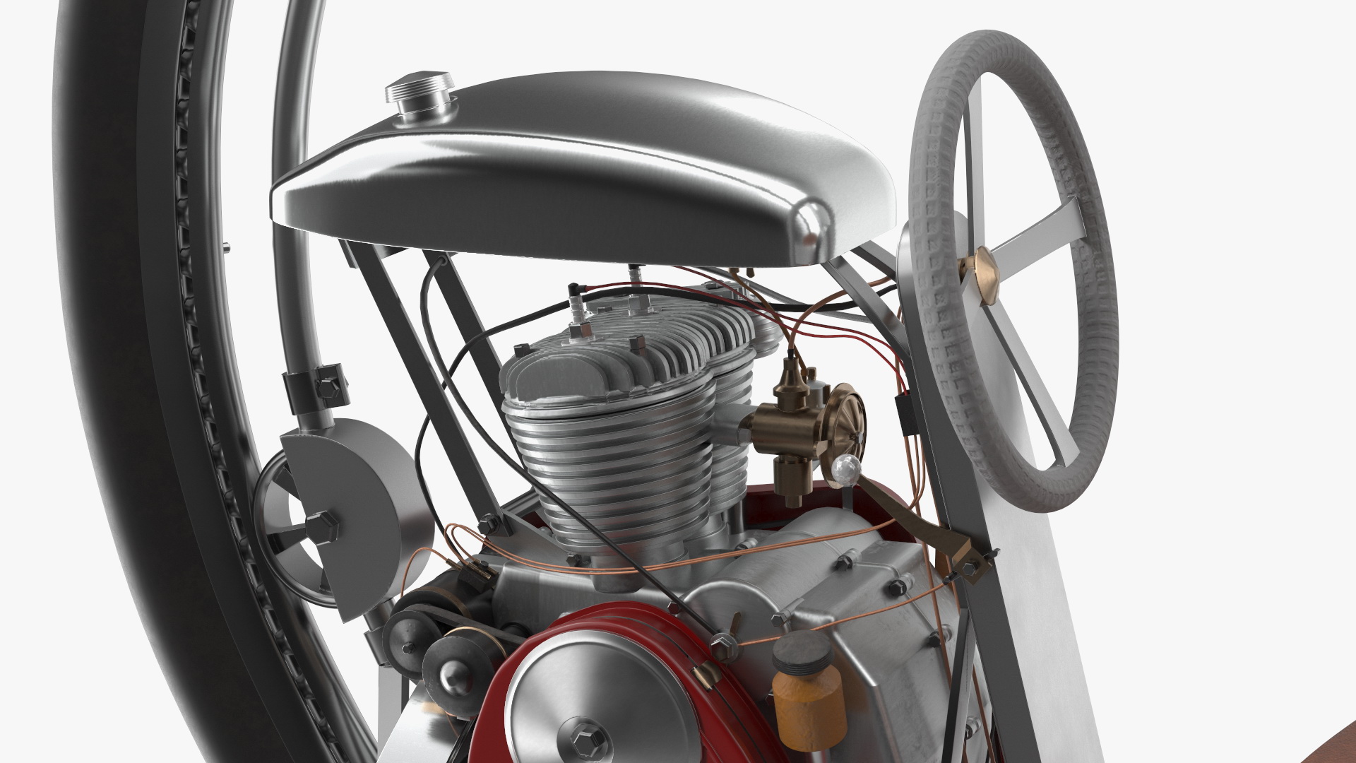 3D Classic Motorized Monowheel Red Rigged model