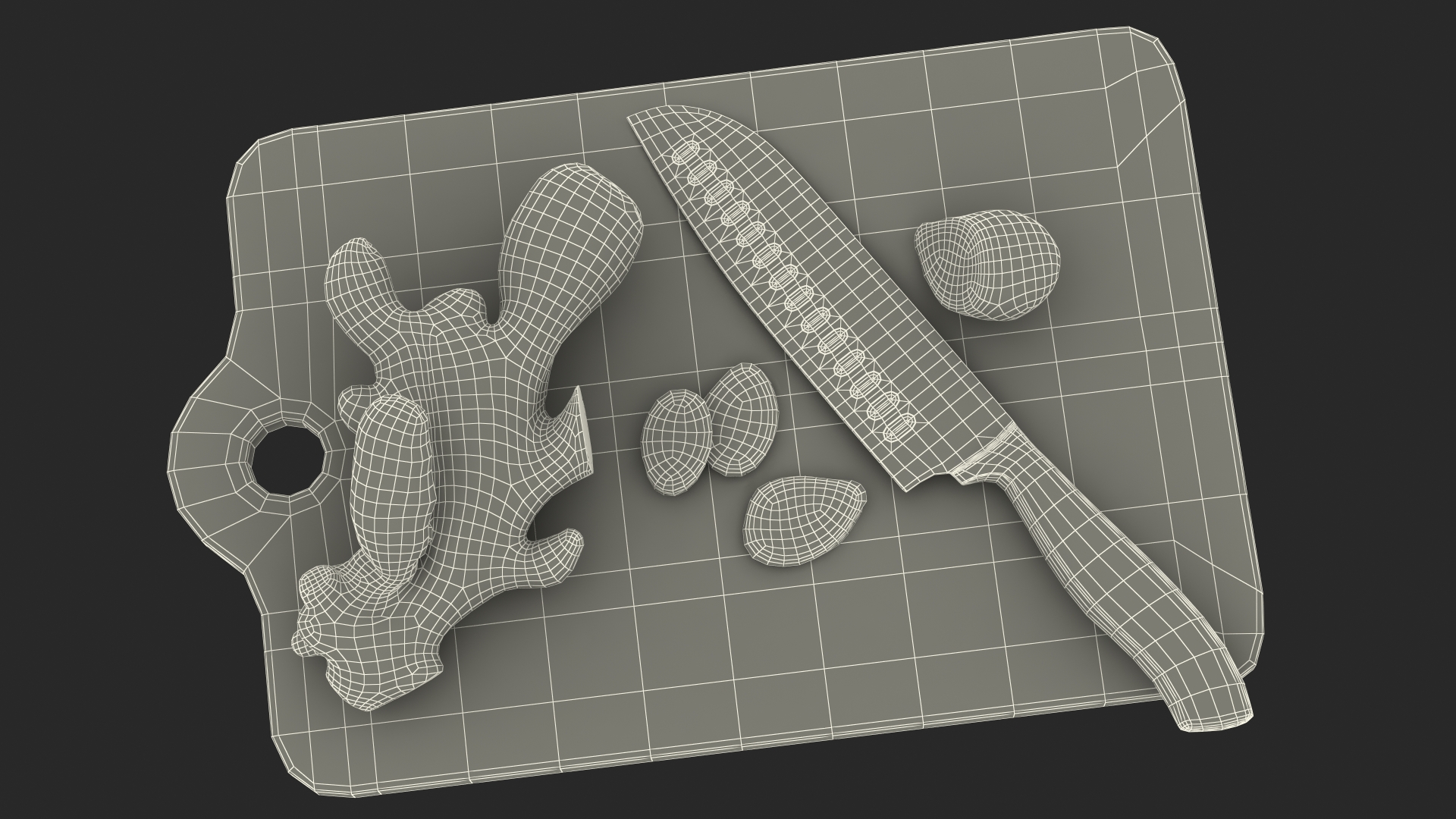Sliced Ginger Cutting Board 3D