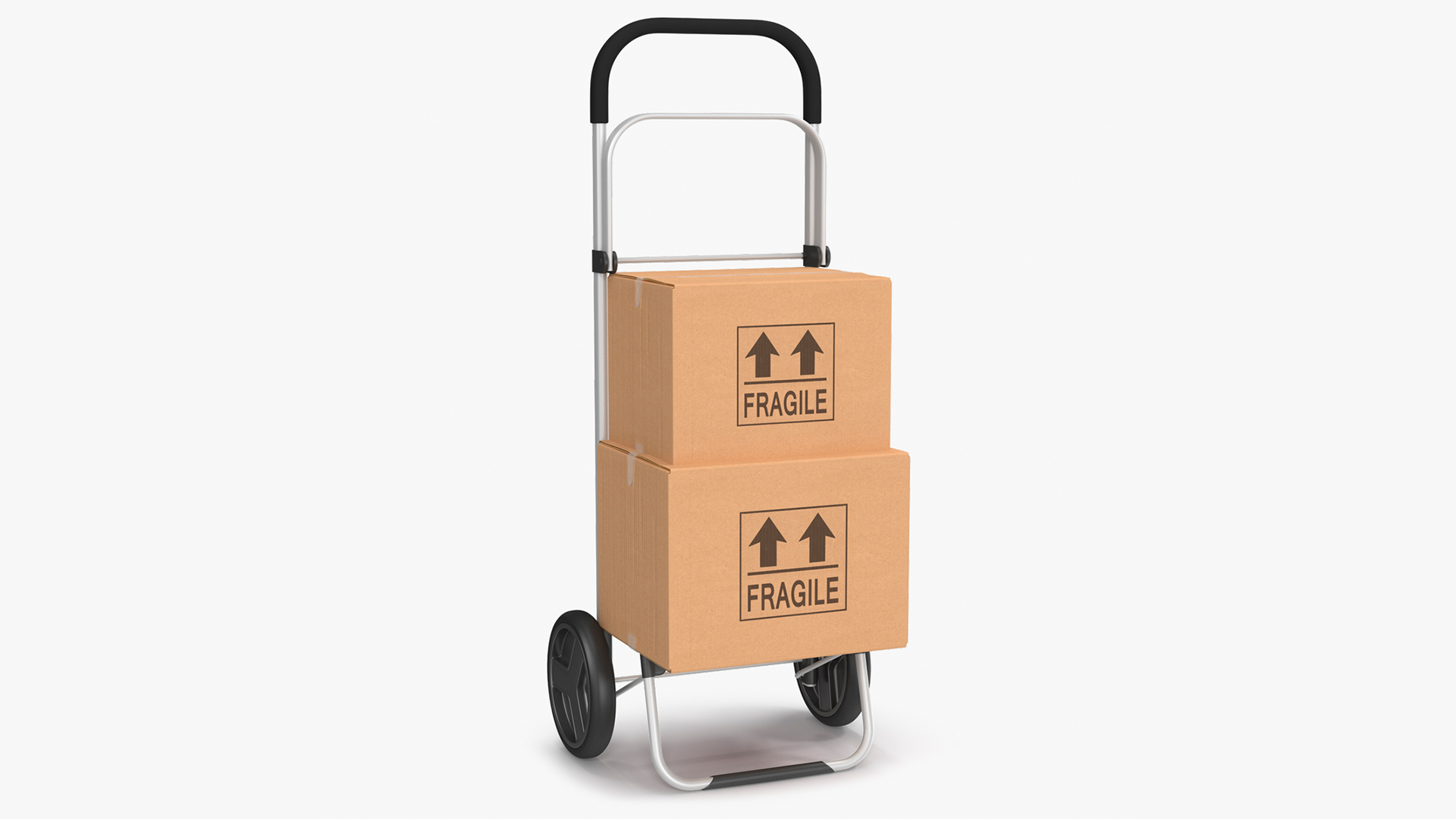 3D Two Wheel Compact Luggage Cart with Boxes