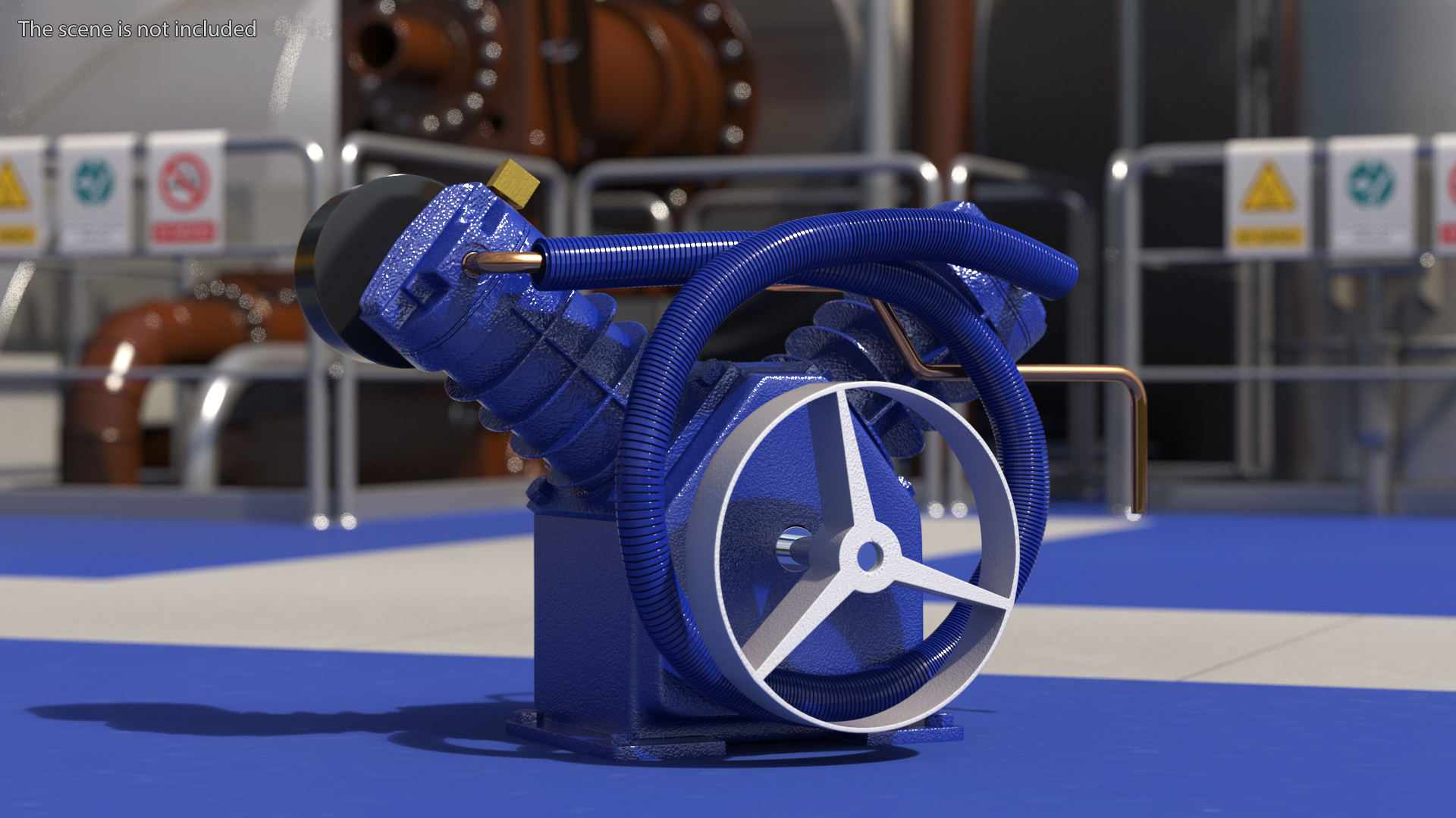 3D Cylinder Air Compressor Pump Blue model