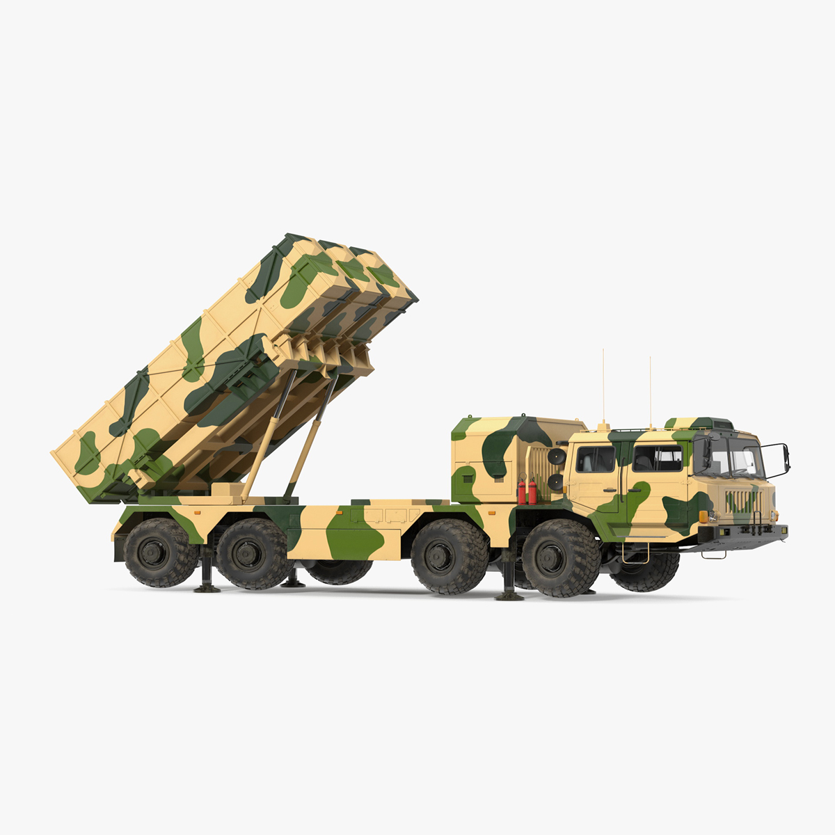 3D model Chinese MLRS WS-2D Sand Camouflage Rigged for Cinema 4D
