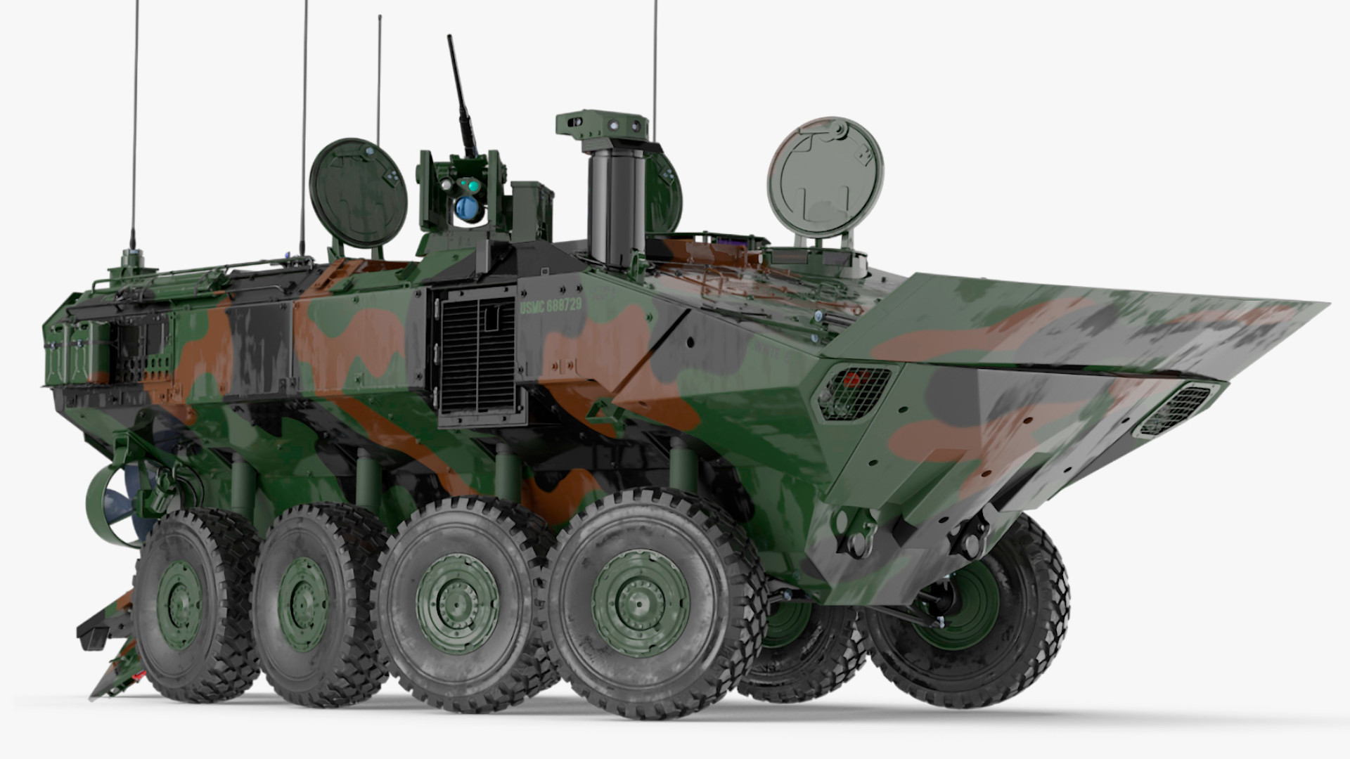 US Amphibious Assault Vehicle Wet Rigged for Maya 3D model
