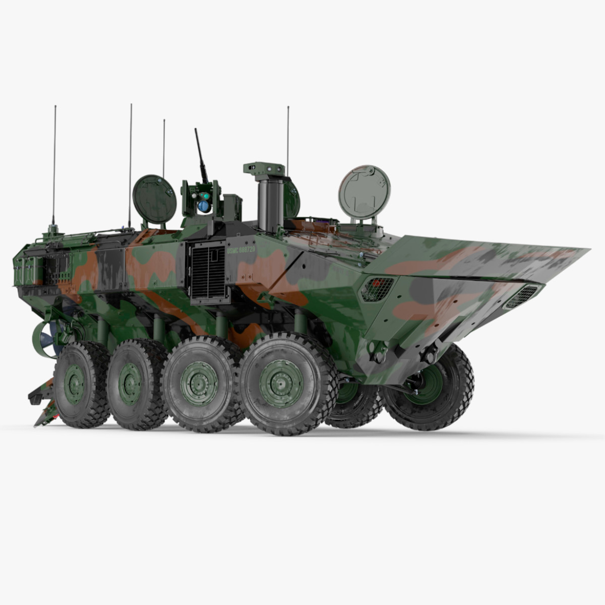 US Amphibious Assault Vehicle Wet Rigged for Maya 3D model