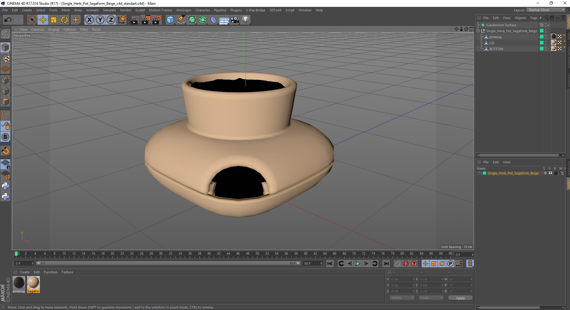 3D model Single Herb Pot Sagaform Beige