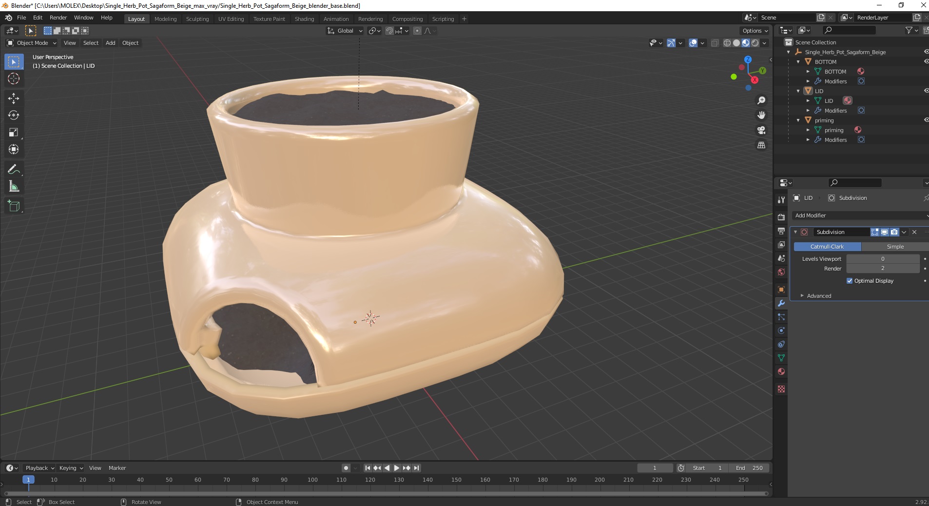 3D model Single Herb Pot Sagaform Beige