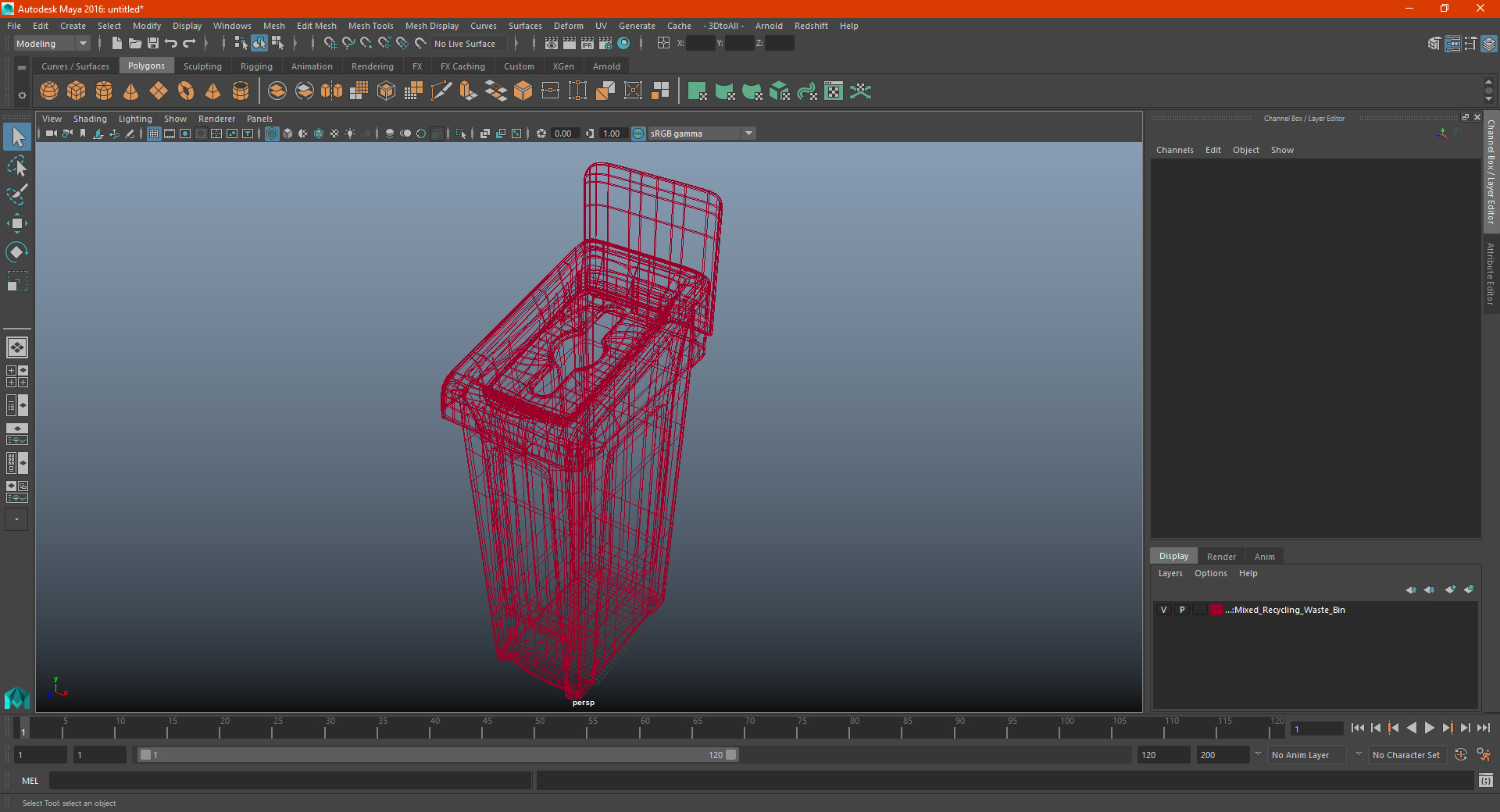 3D model Mixed Recycling Waste Bin