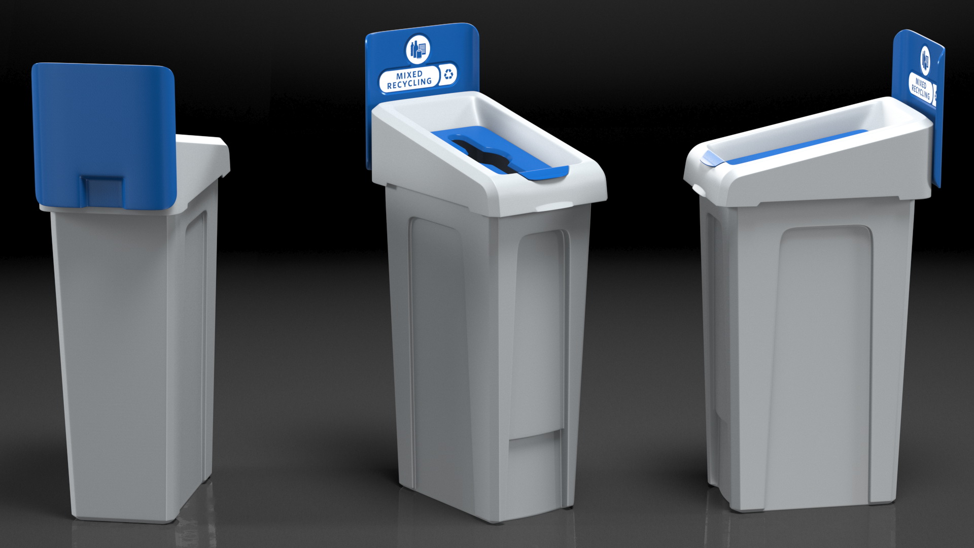 3D model Mixed Recycling Waste Bin