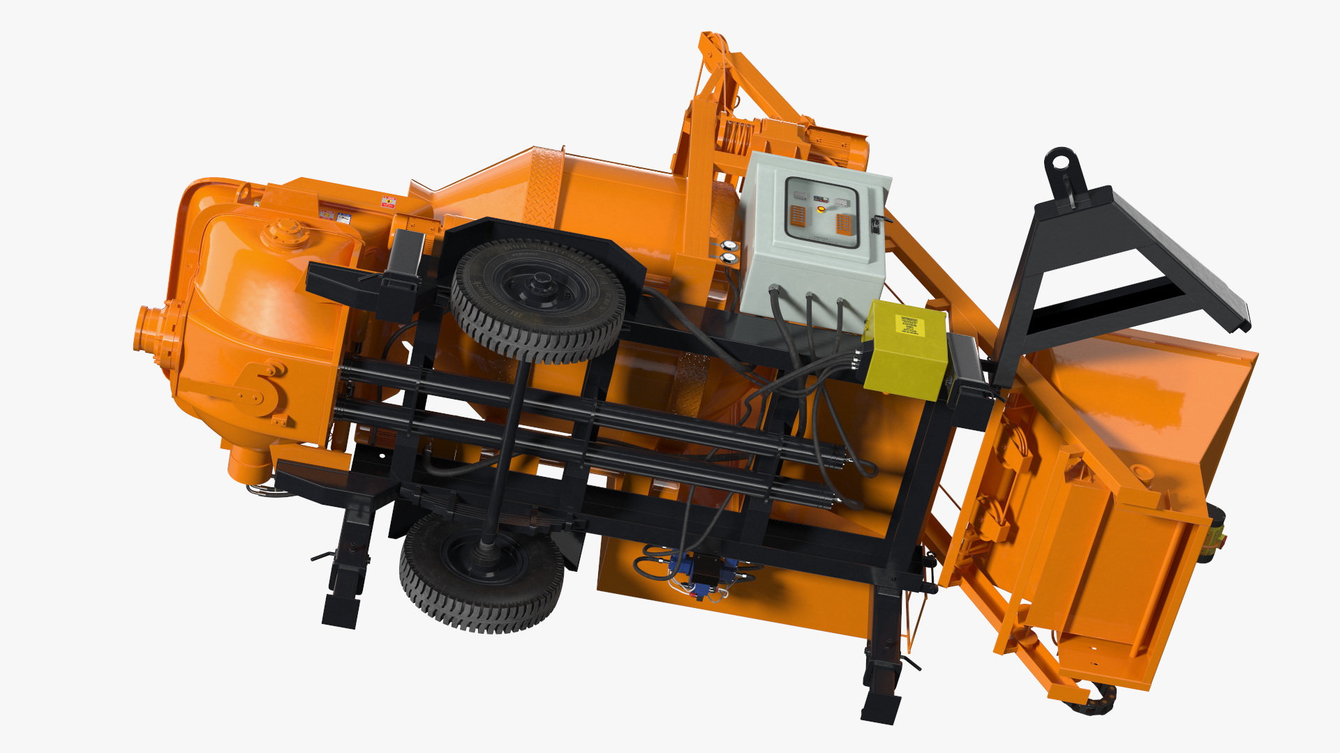 3D Portable Concrete Mixer Pump with Stacked Cement Bags model