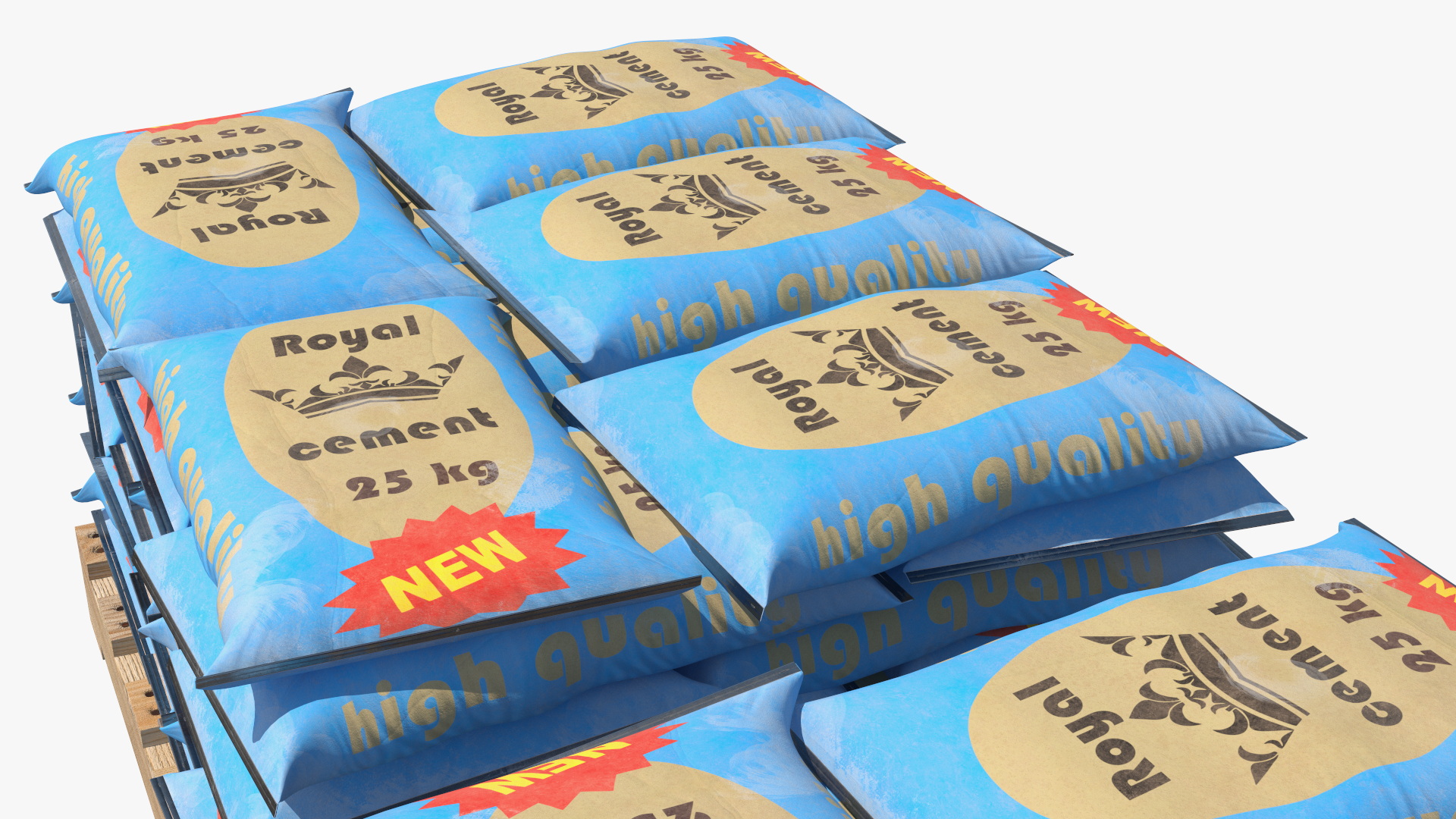 3D Portable Concrete Mixer Pump with Stacked Cement Bags model