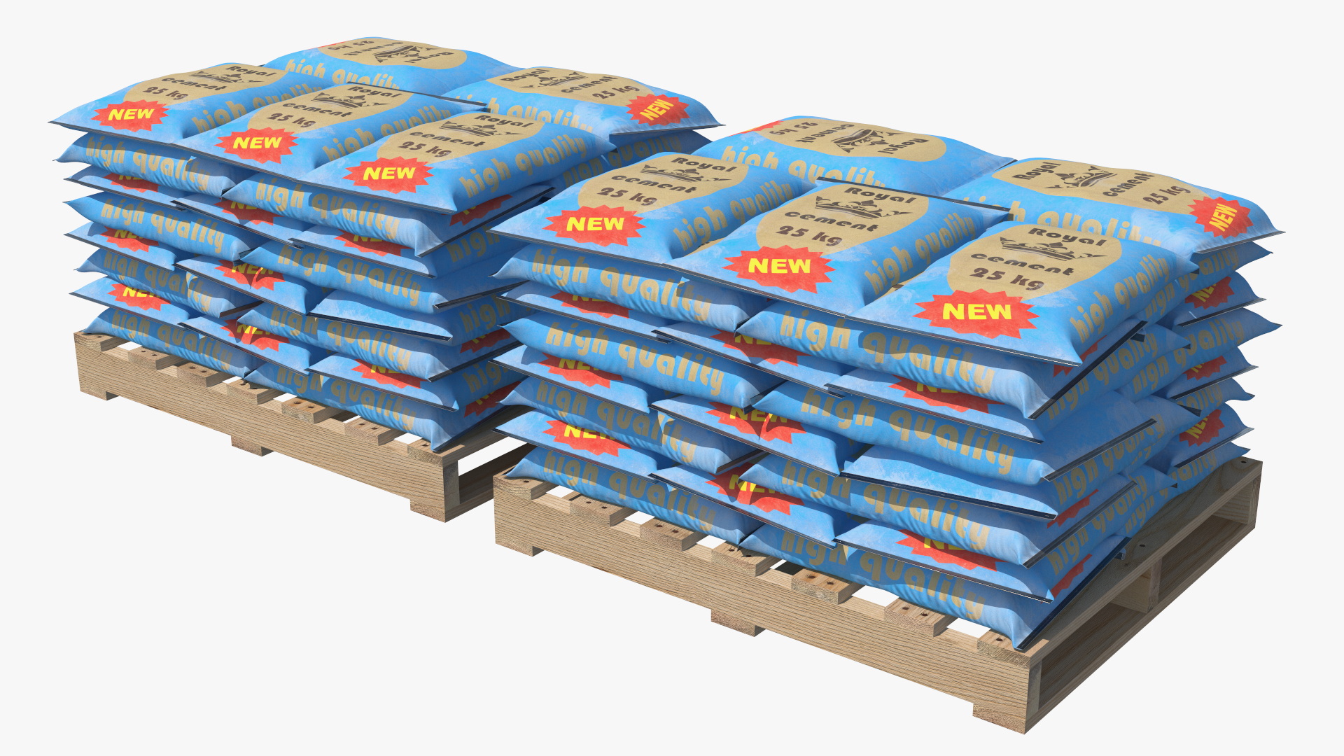 3D Portable Concrete Mixer Pump with Stacked Cement Bags model