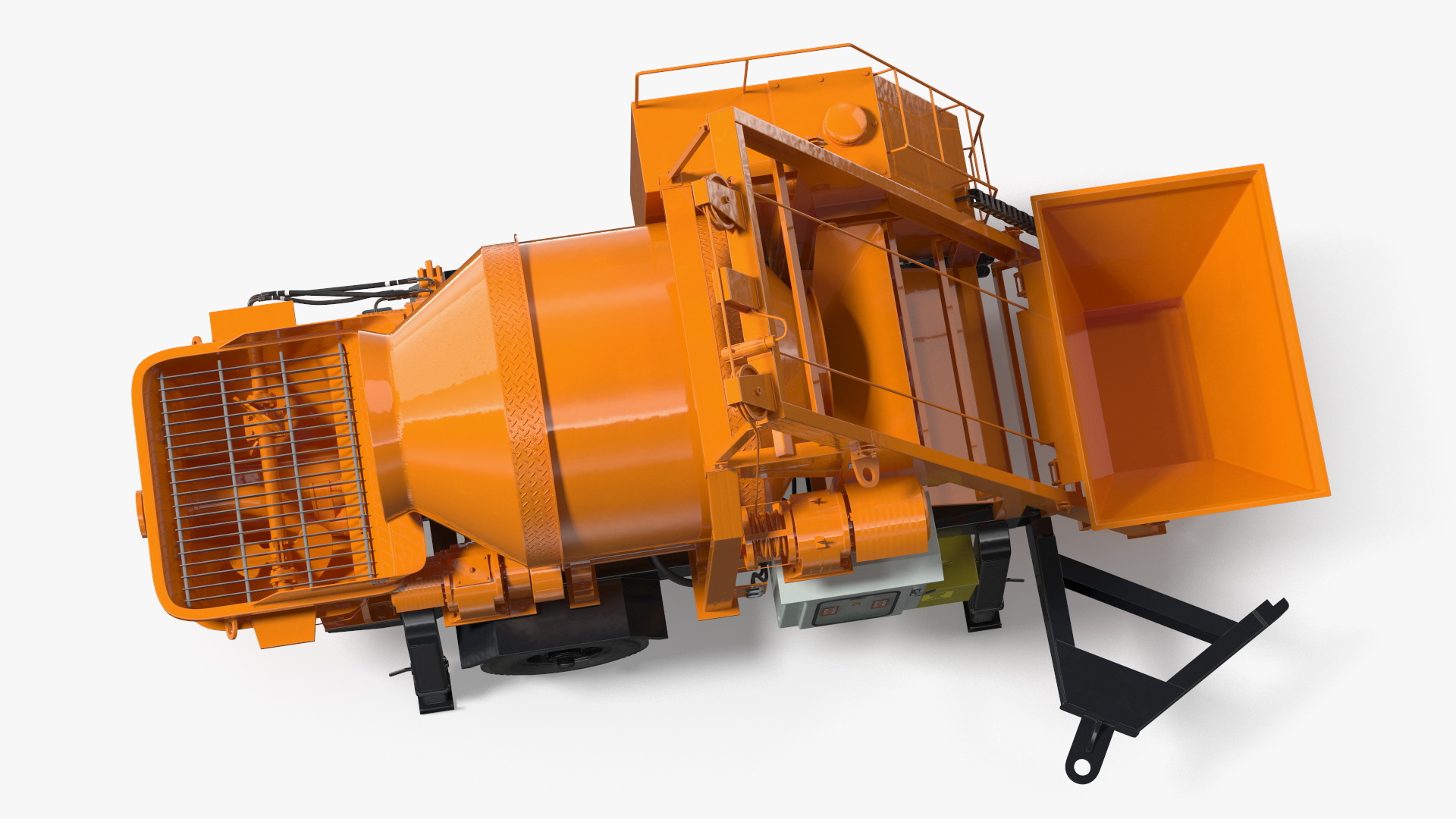 3D Portable Concrete Mixer Pump with Stacked Cement Bags model