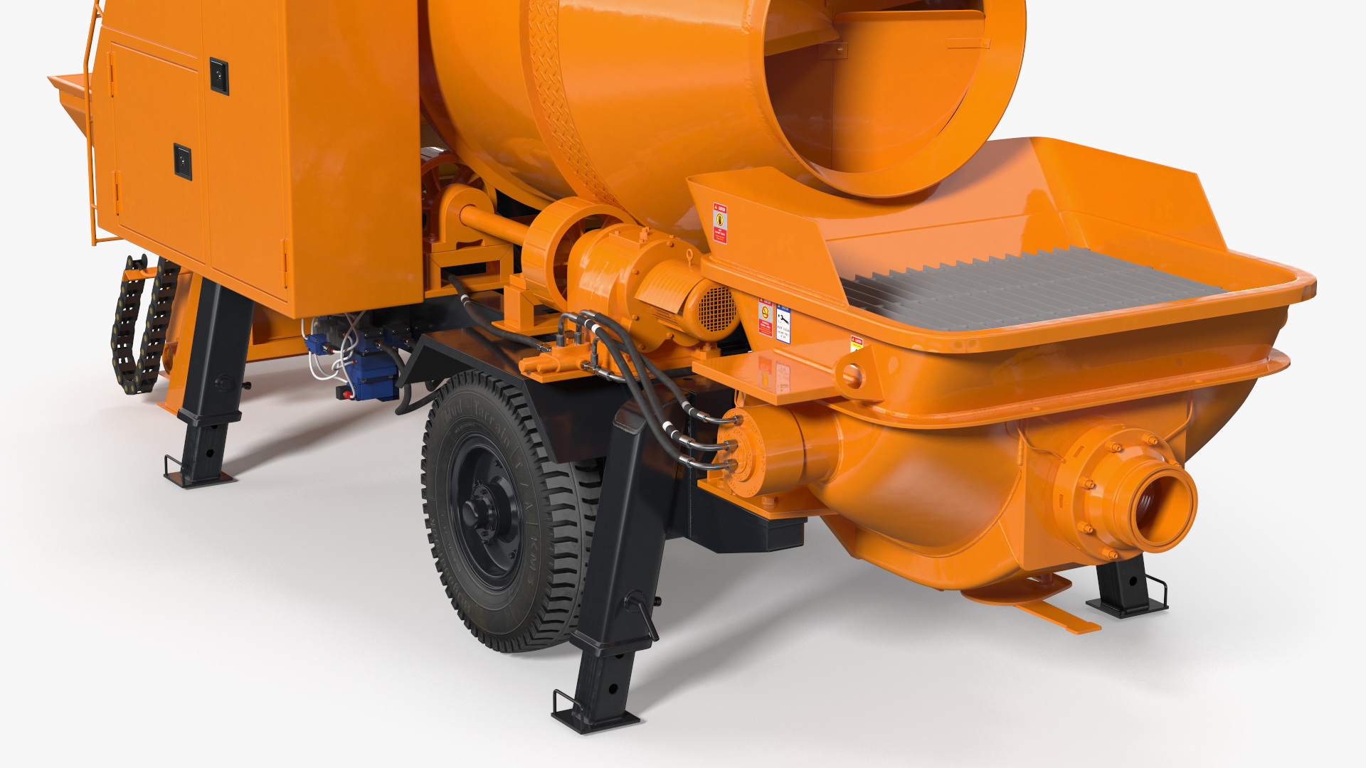3D Portable Concrete Mixer Pump with Stacked Cement Bags model