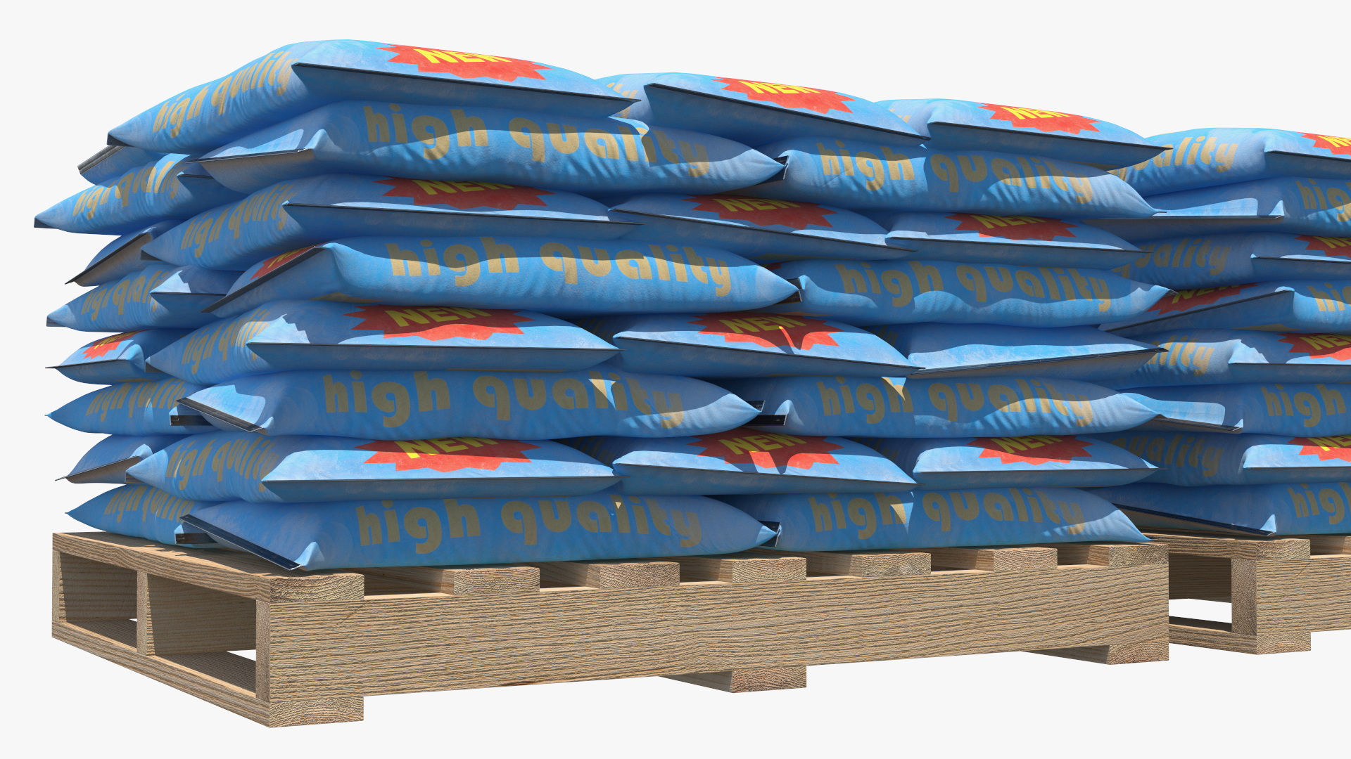 3D Portable Concrete Mixer Pump with Stacked Cement Bags model