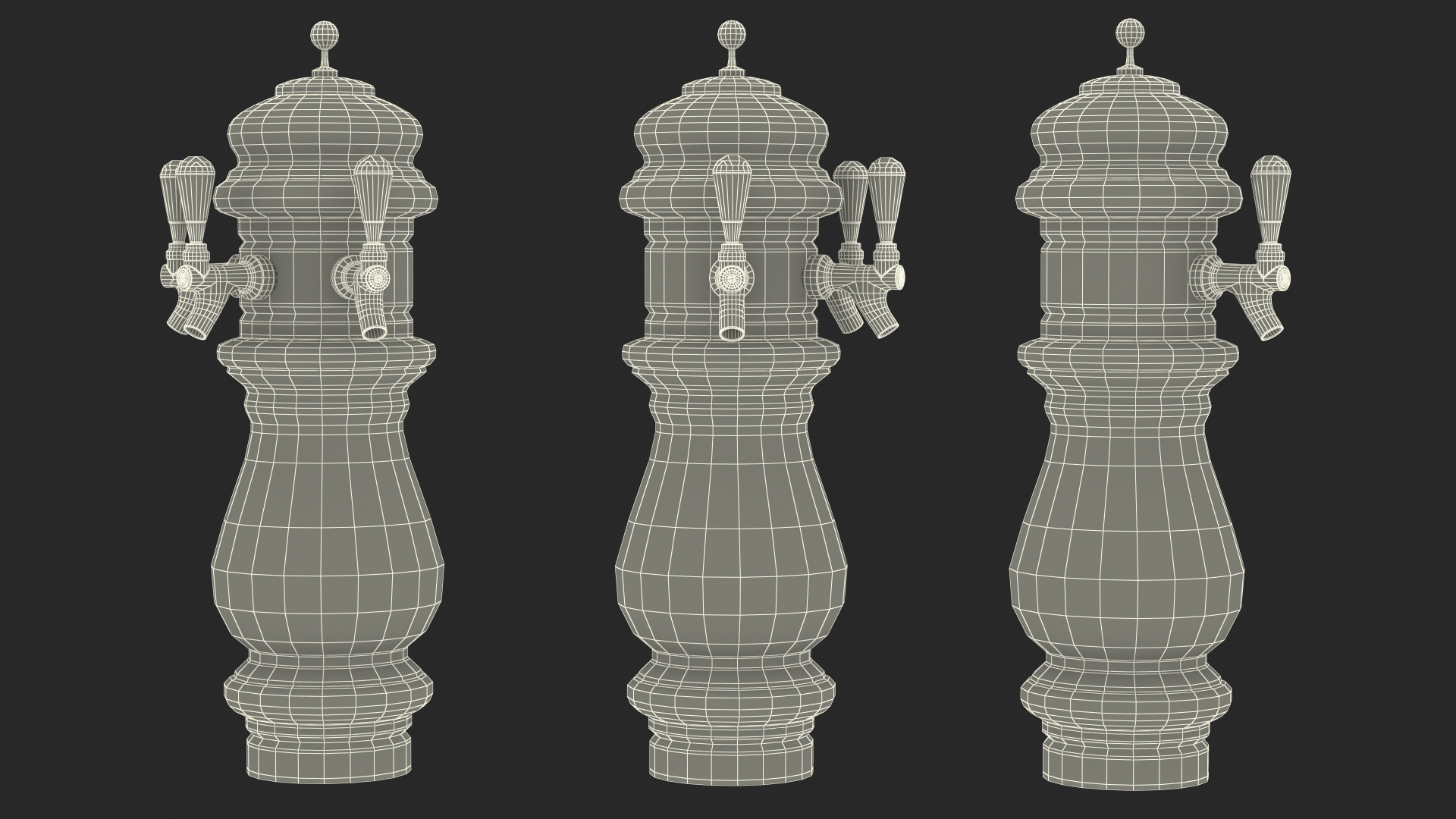 3D Ceramic Triple Faucet Draft Beer Tower model