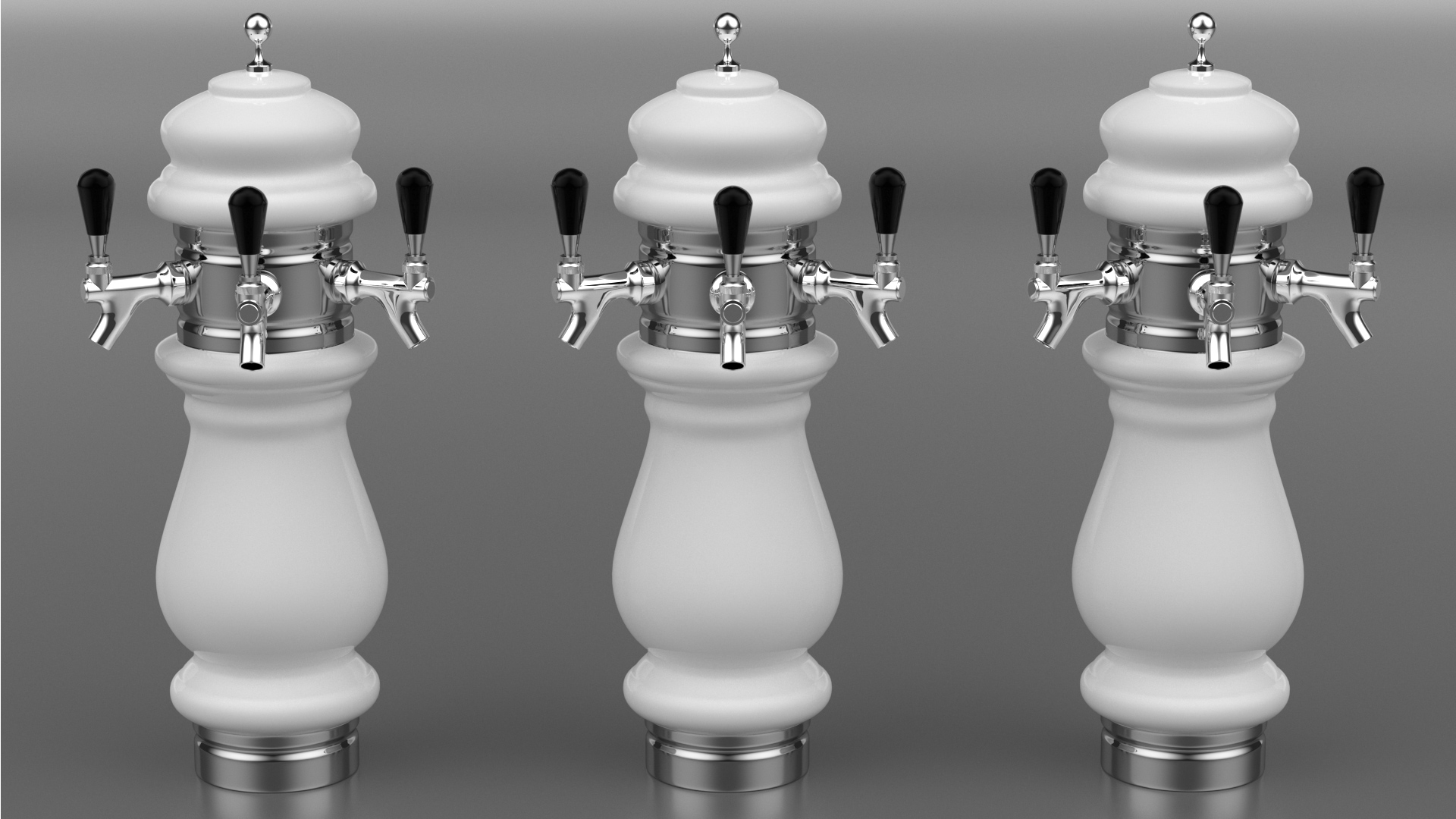 3D Ceramic Triple Faucet Draft Beer Tower model
