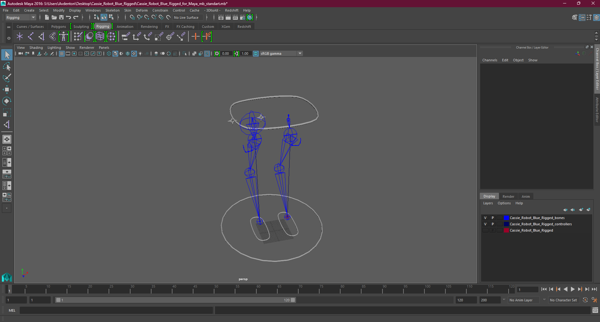 3D Cassie Robot Blue Rigged for Maya model