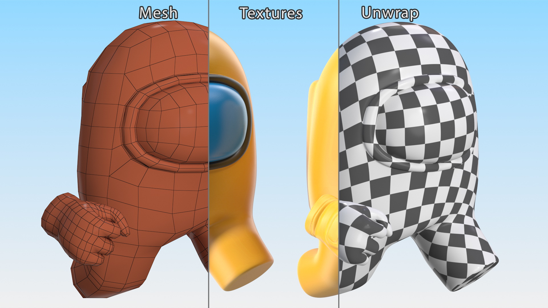3D Running Among Us Character Yellow model