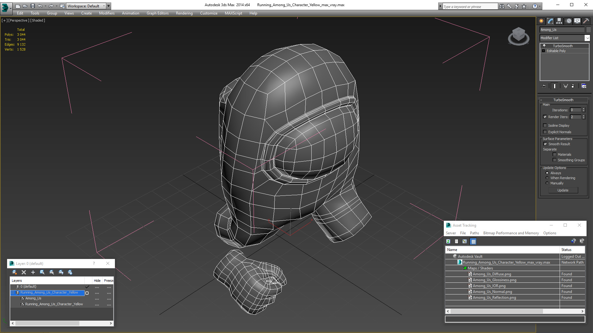 3D Running Among Us Character Yellow model